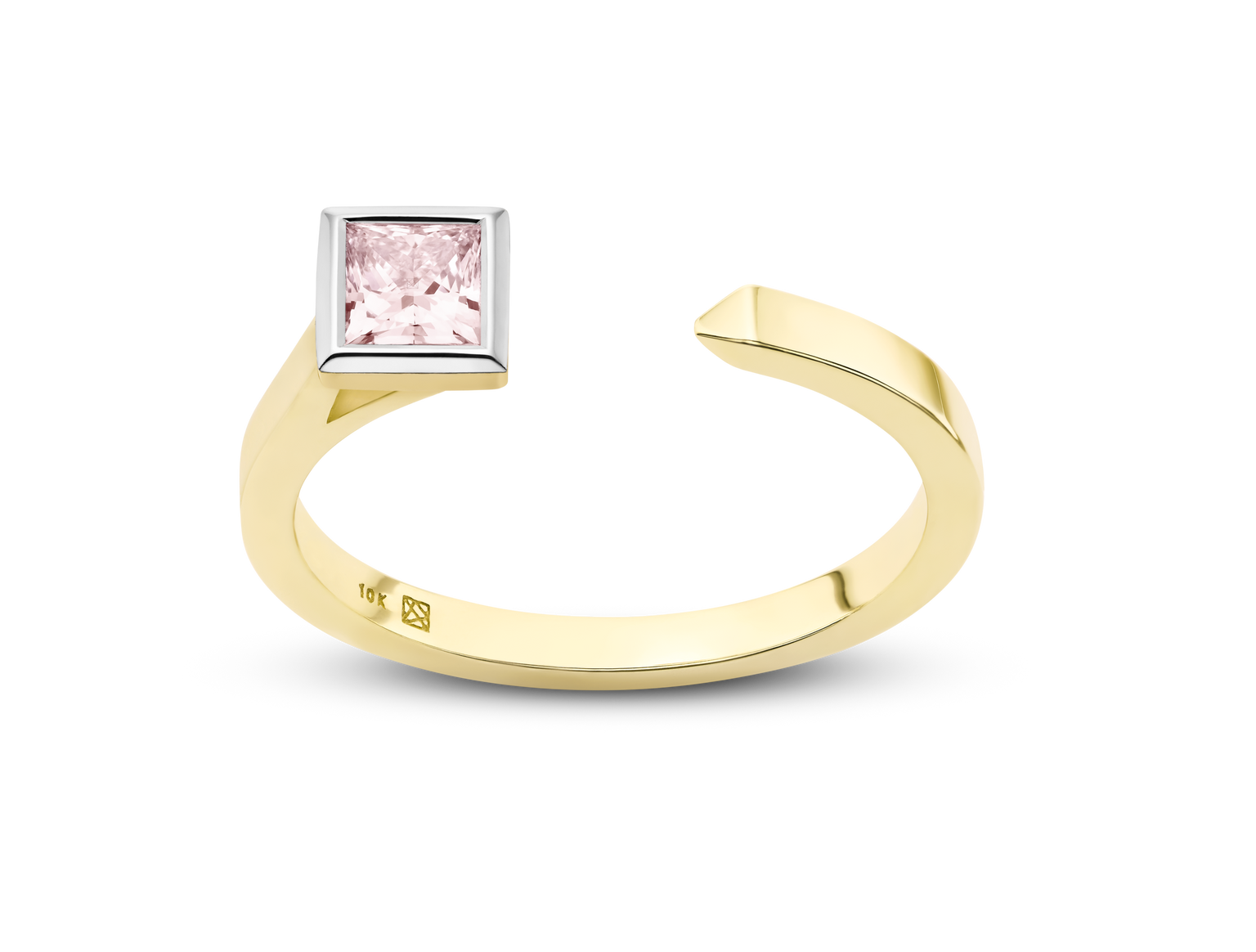 Lab-Grown Diamond ⅜ct. Mini Princess Cut Open Top Ring | Pink