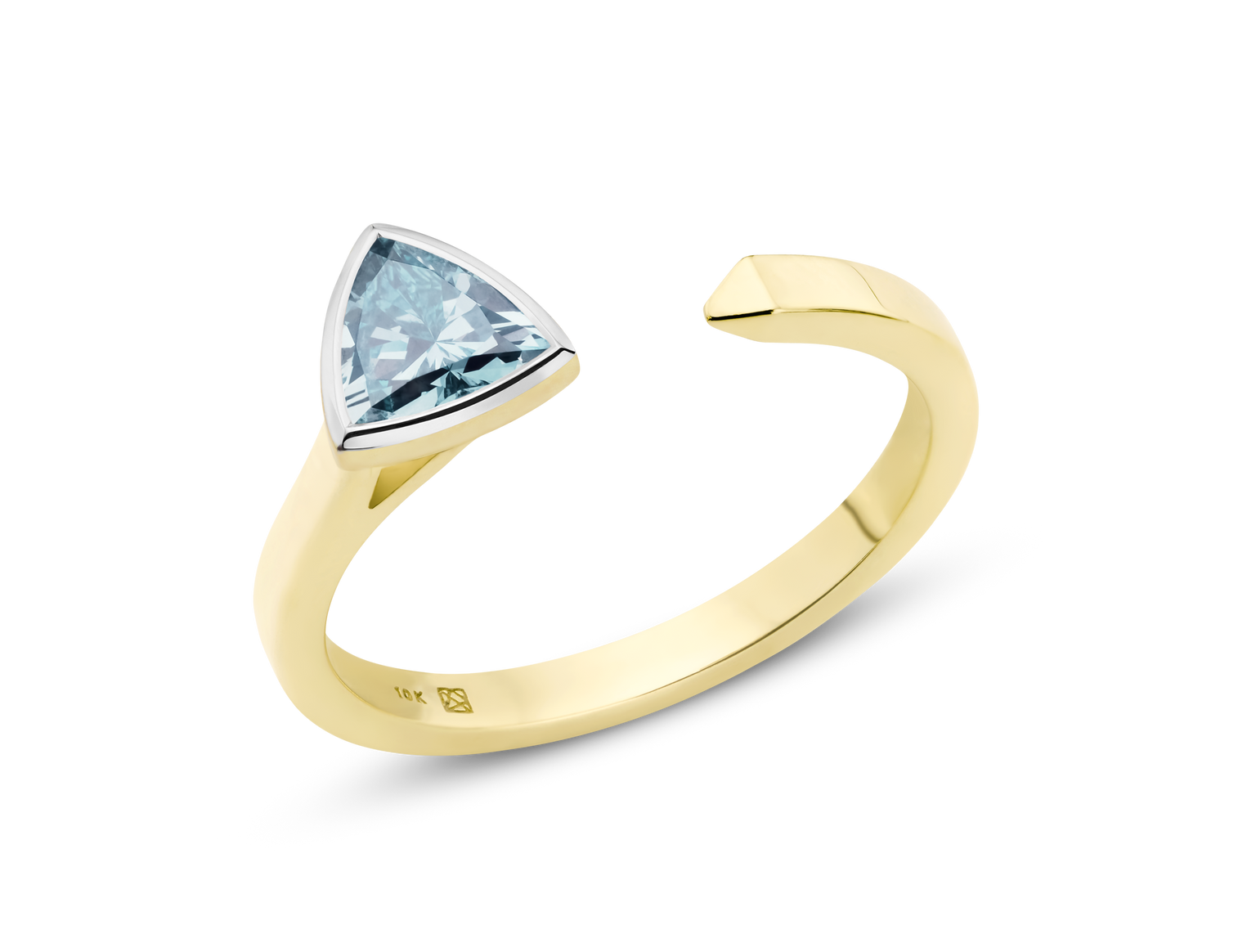 Lab-Grown Diamond ⅜ct. Mini Trillion Open Top Ring | Blue