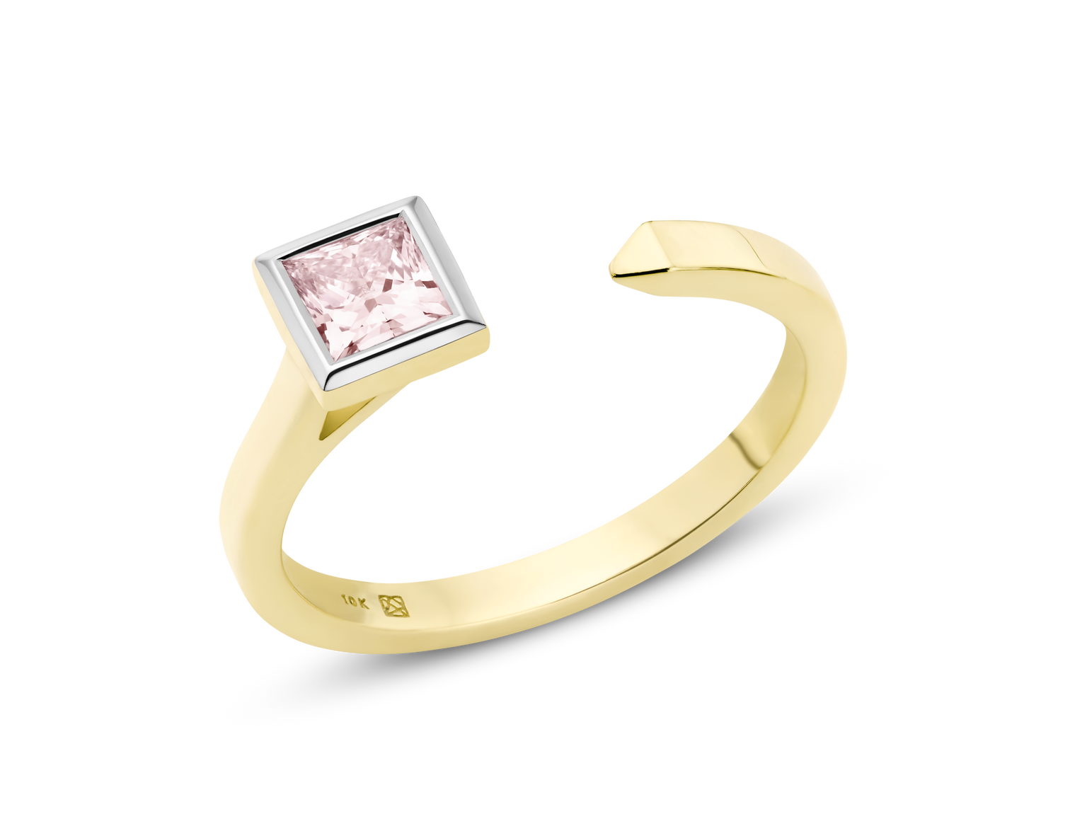 Lab-Grown Diamond ⅜ct. Mini Princess Cut Open Top Ring | Pink
