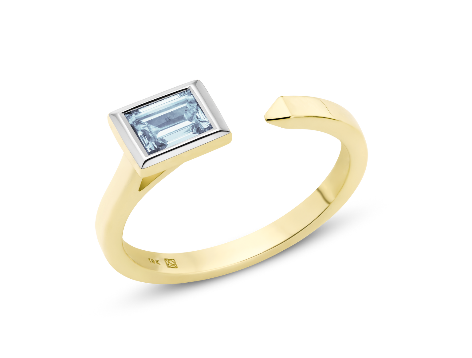 Lab-Grown Diamond ⅜ct. Mini Baguette Open Top Ring | Blue