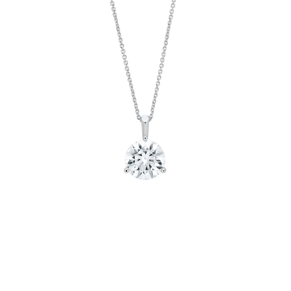 Front view of a 1 carat round brilliant solitaire bale pendant