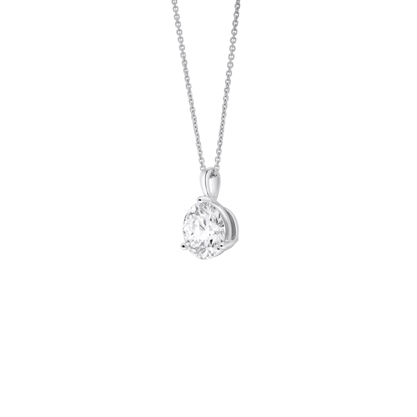 Side view of a 1 carat round brilliant solitaire bale pendant