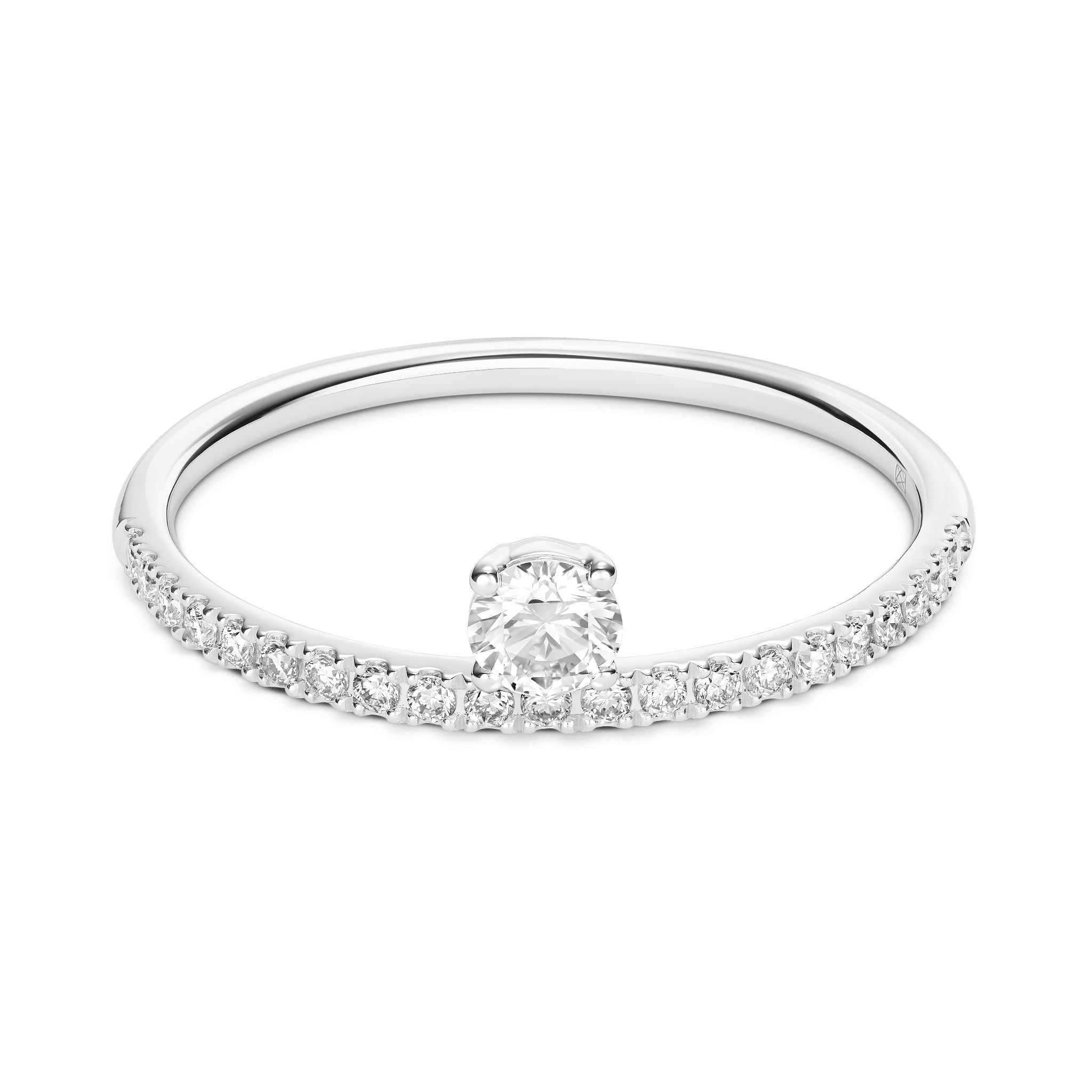 The Floating Solitaire Pavé Ring