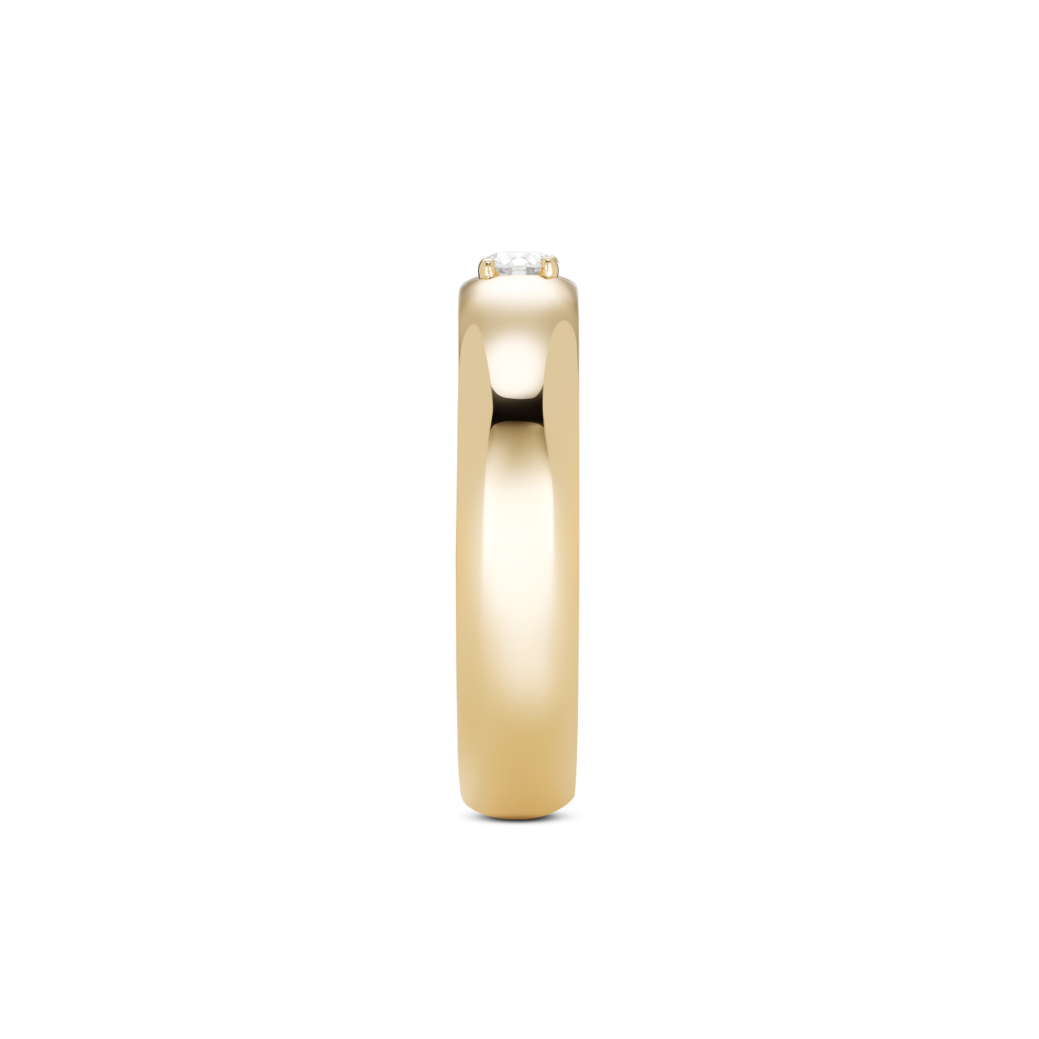 Side view of a yellow gold 0.1 carat lab-grown round brilliant stacking ring