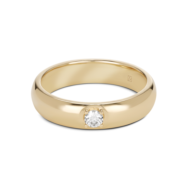 Front view of a yellow gold 0.1 carat lab-grown round brilliant stacking ring