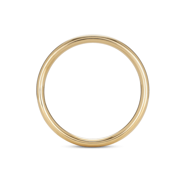 Profile view of yellow gold mini stacking ring