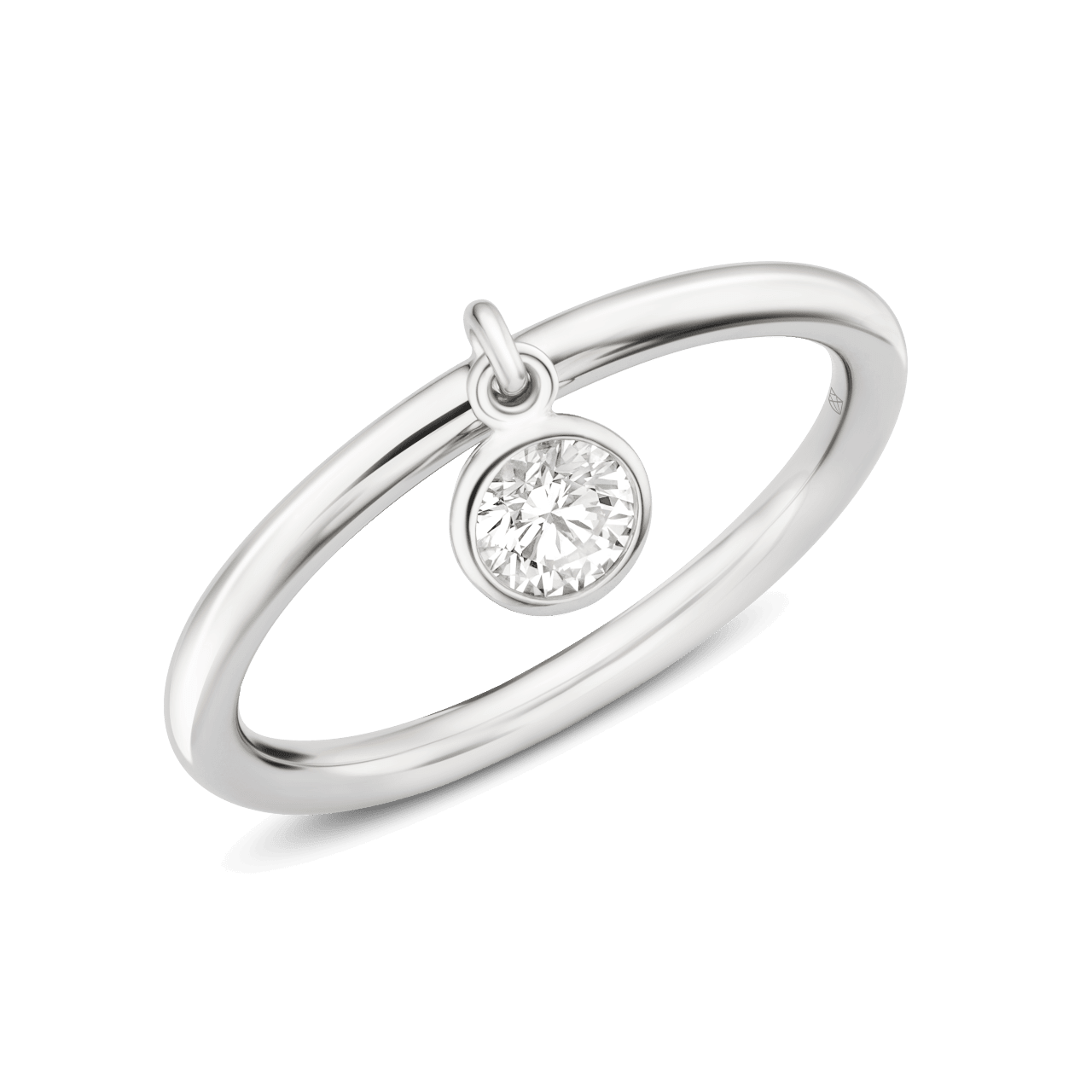 Angled view of white gold wistful ring