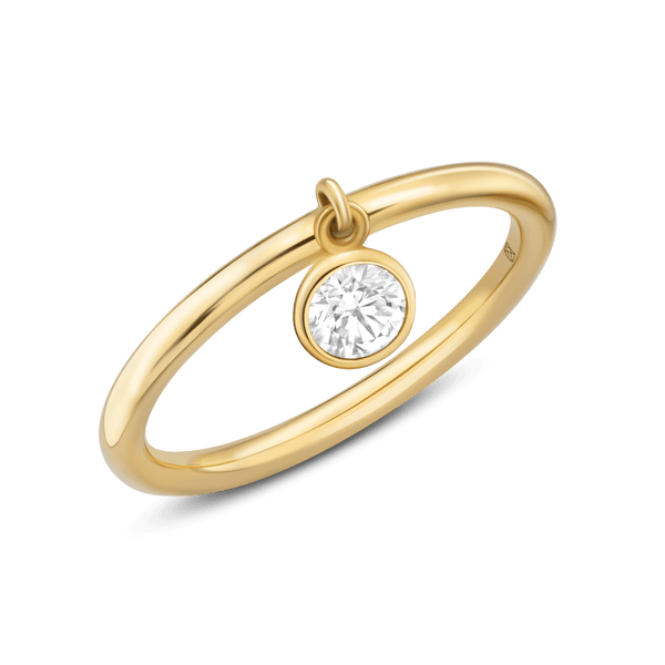 Angled view of yellow gold wistful ring