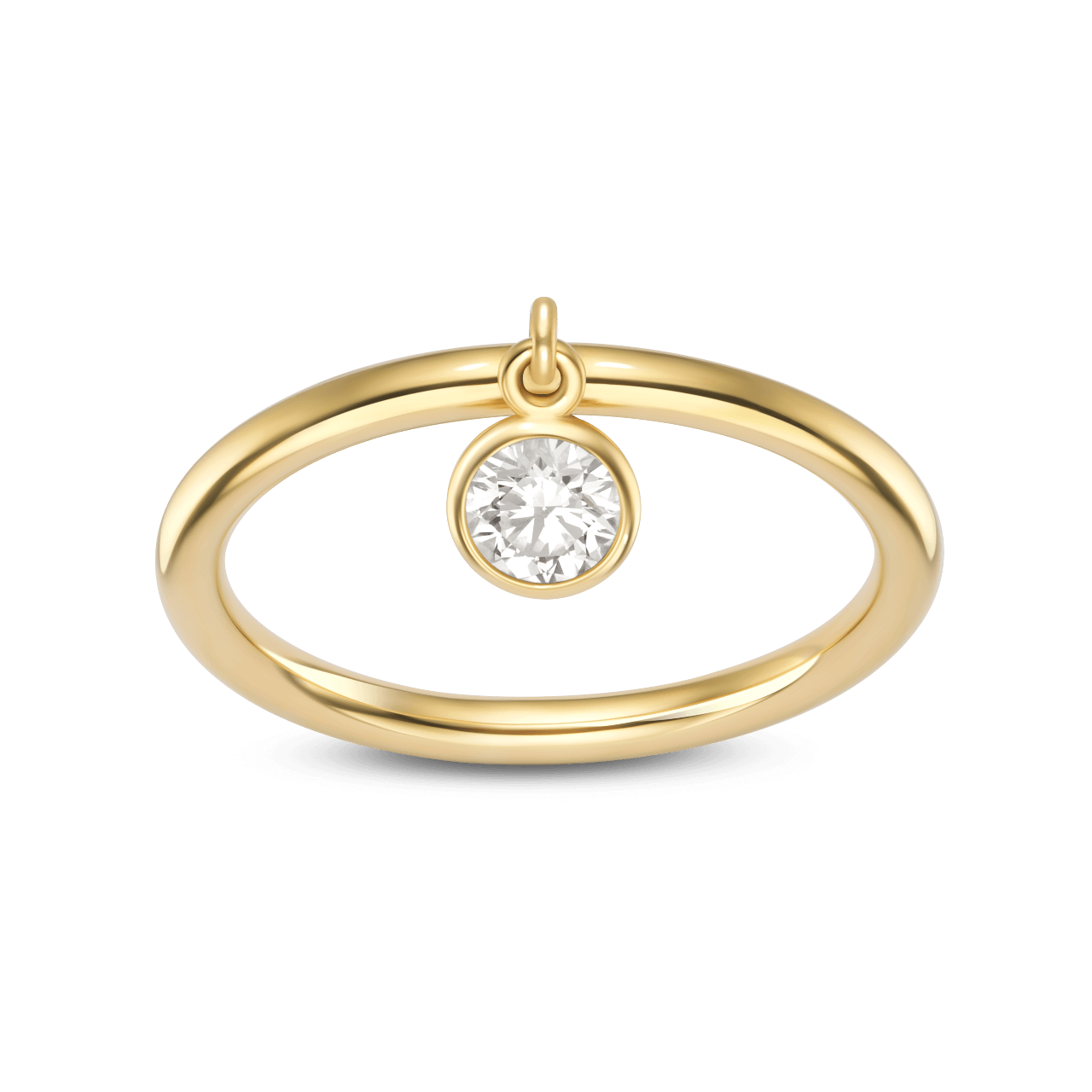 Front, angled view of yellow gold wistful ring