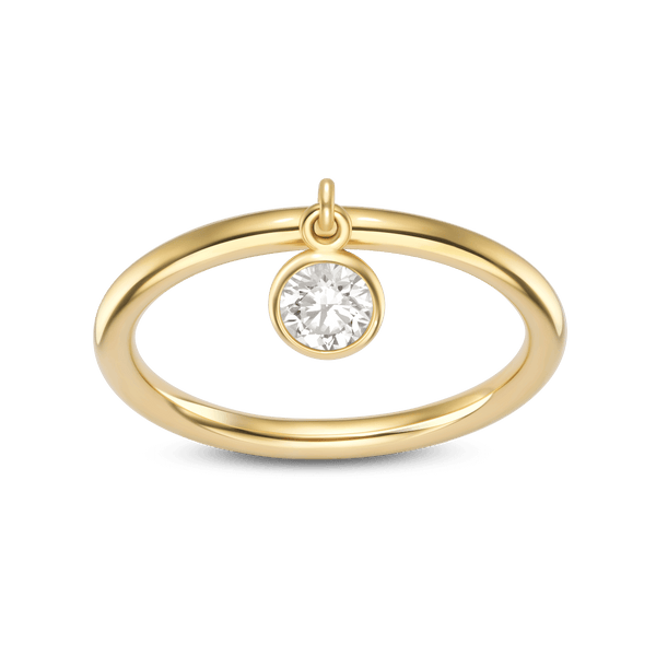 Front, angled view of yellow gold wistful ring