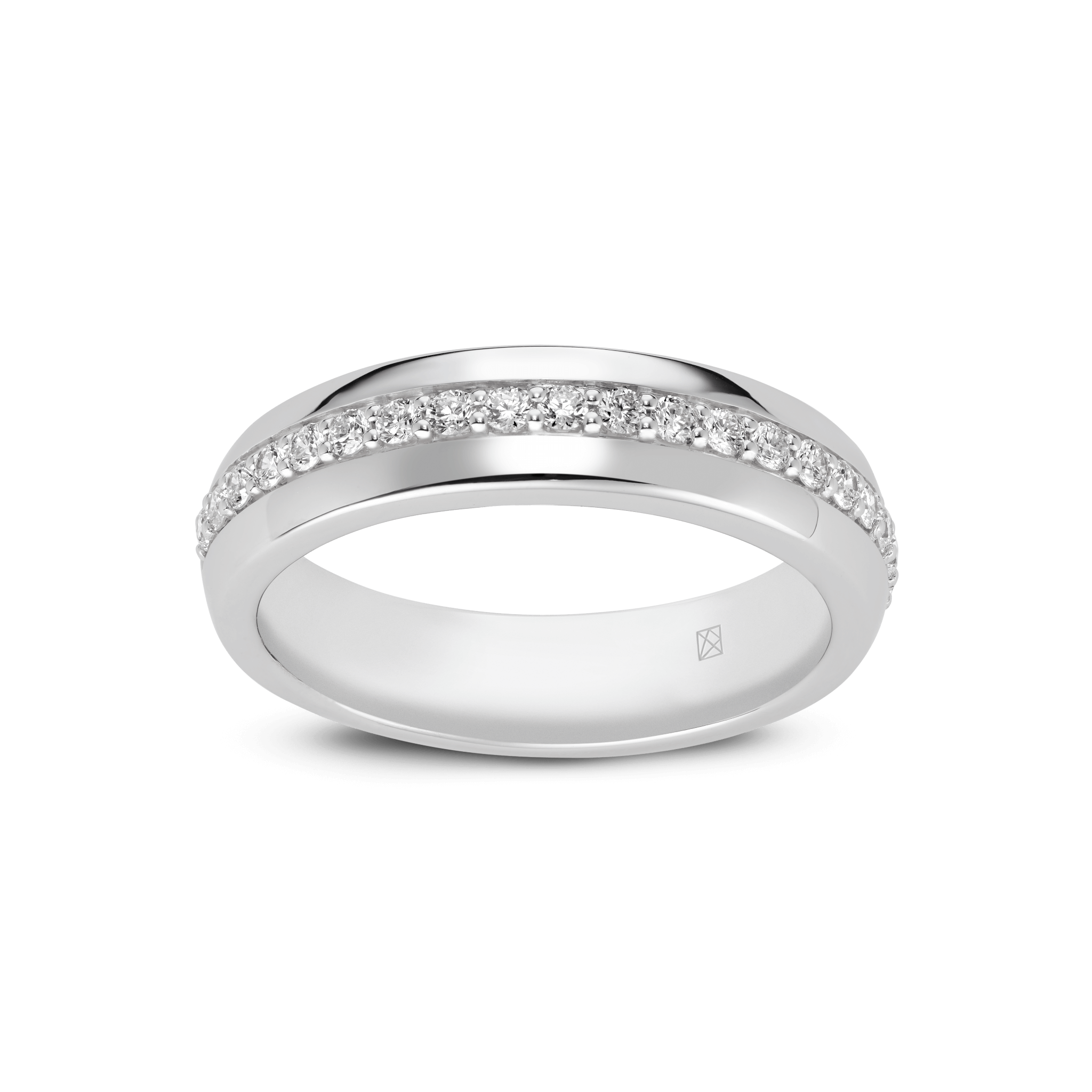 Front, angled view of the passage ring in white gold