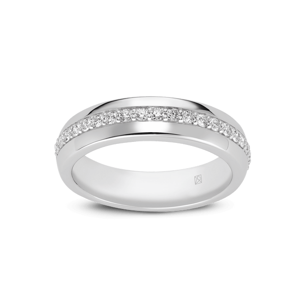 Front, angled view of the passage ring in white gold