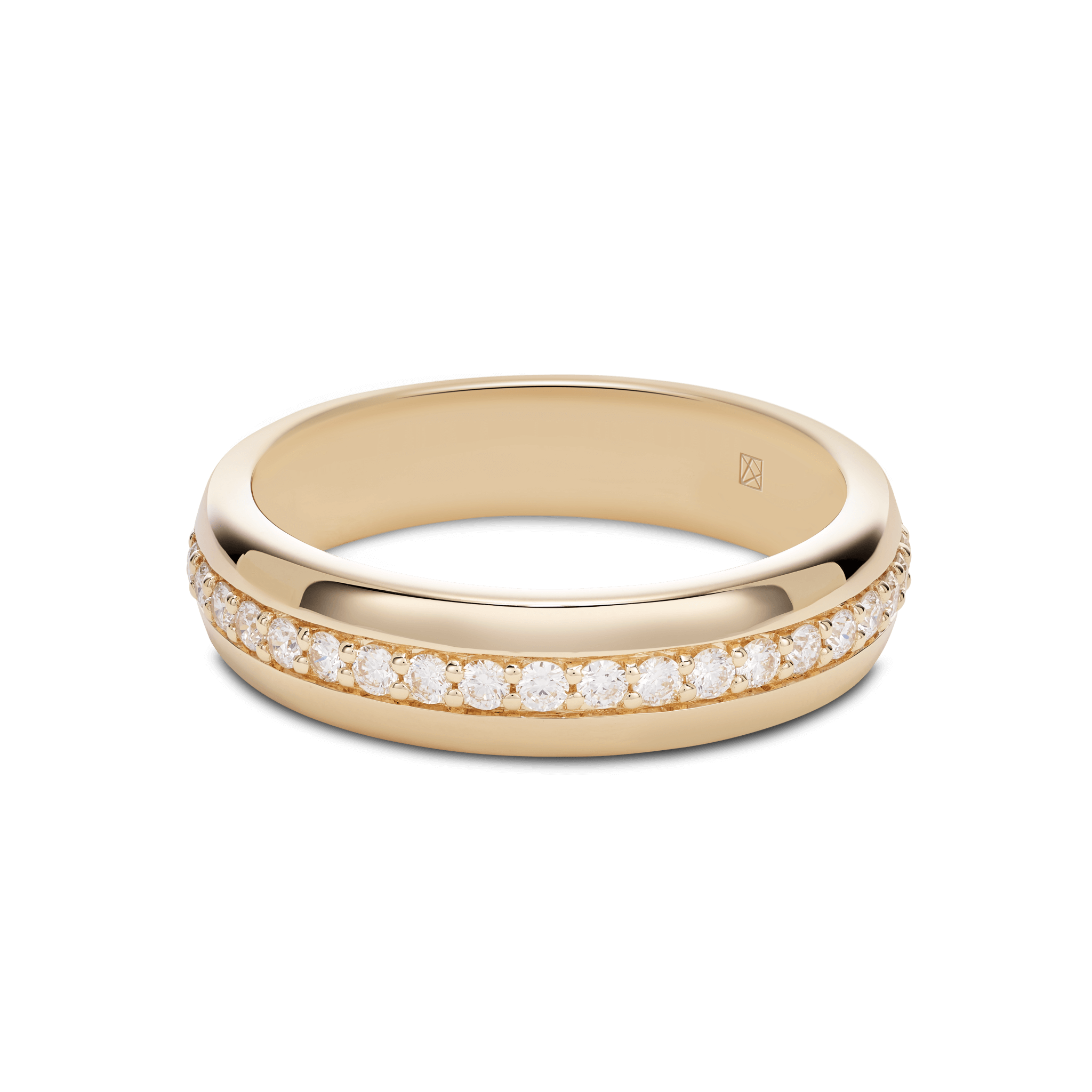 Front view of the passage ring in yellow gold