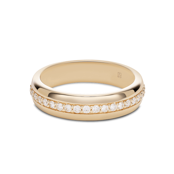 Front view of the passage ring in yellow gold