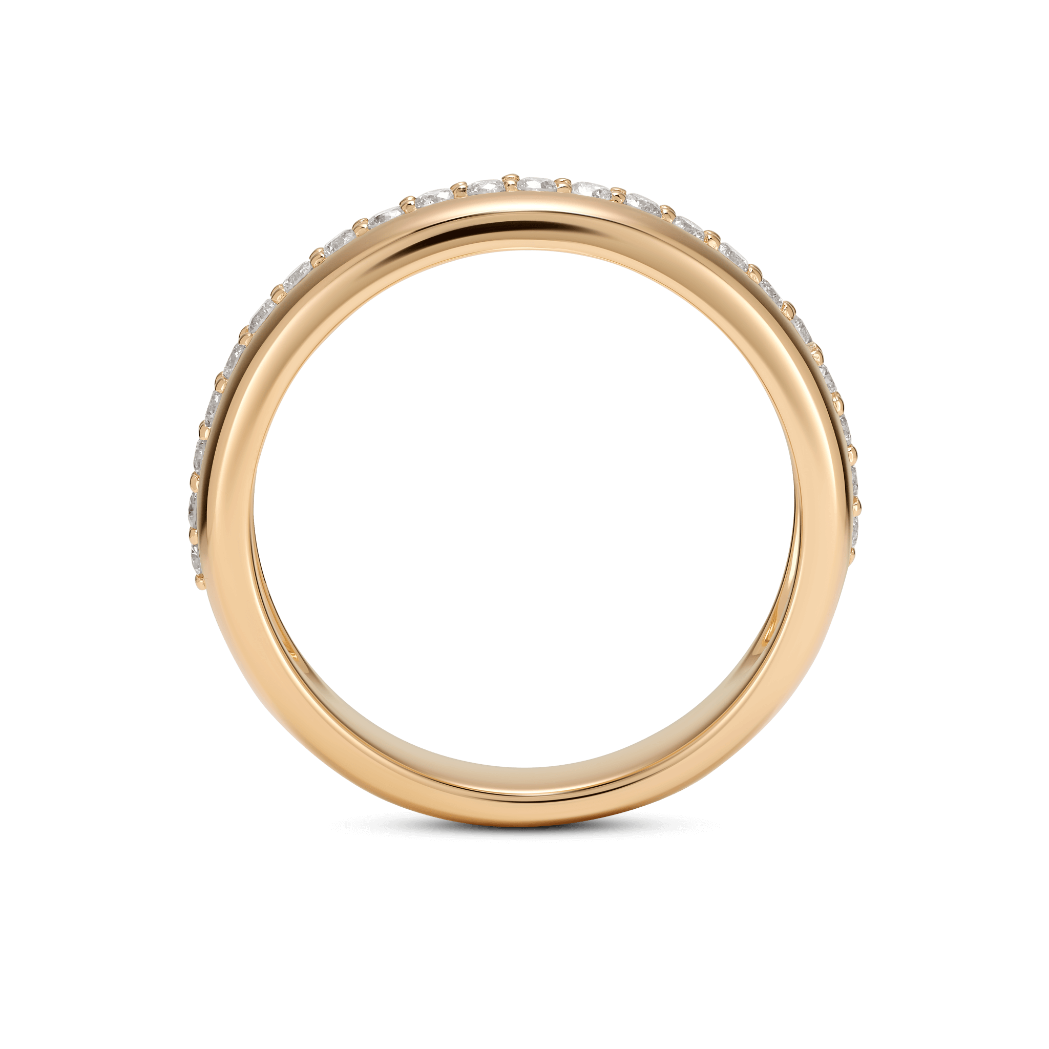 Profile view of the passage ring in yellow gold