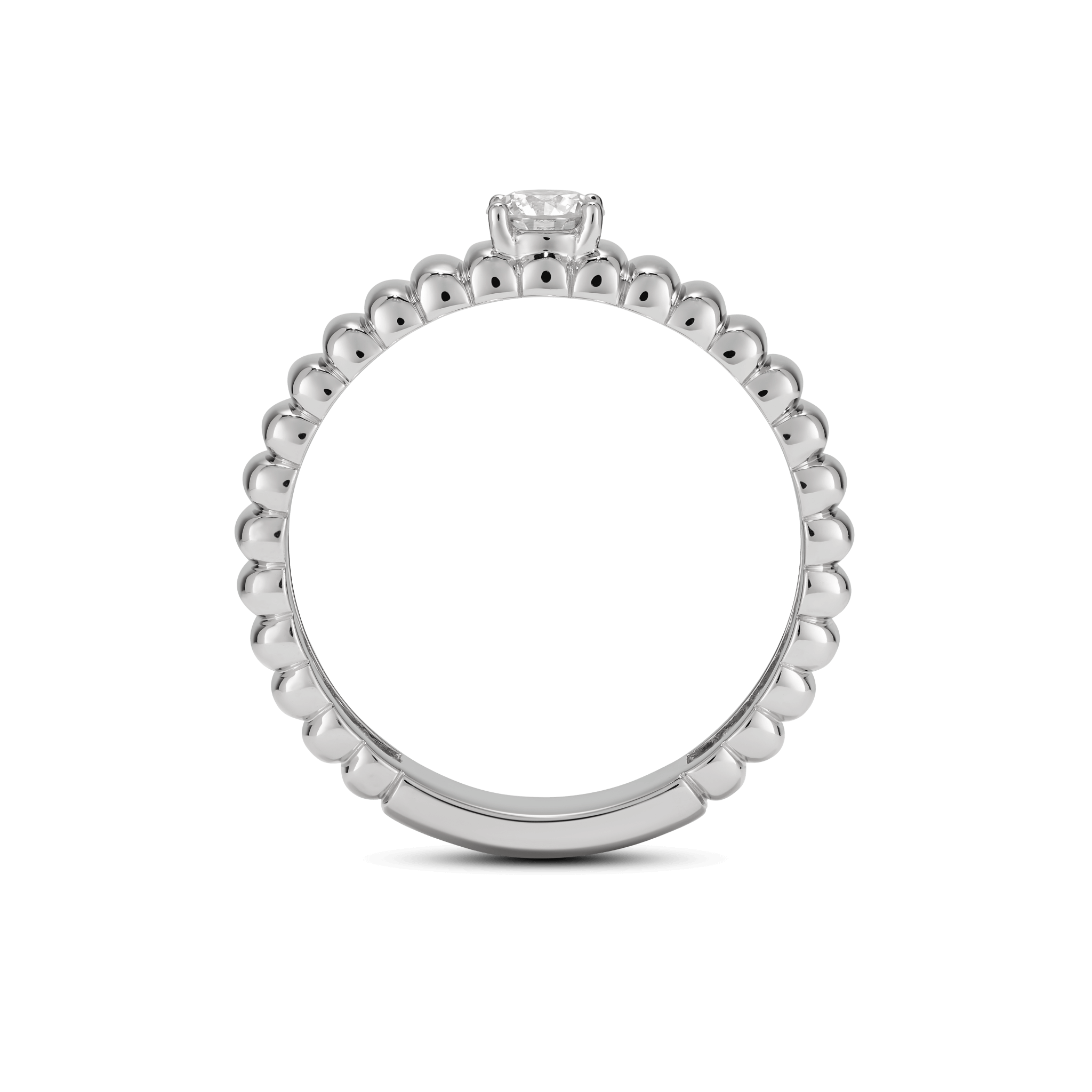 Profile view of the poet ring in white gold