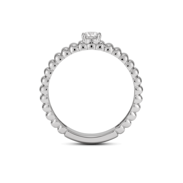 Profile view of the poet ring in white gold