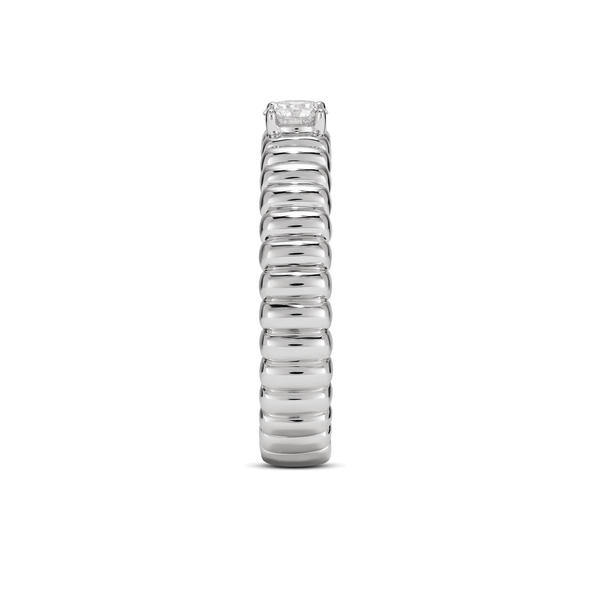 Side view of the poet ring in white gold