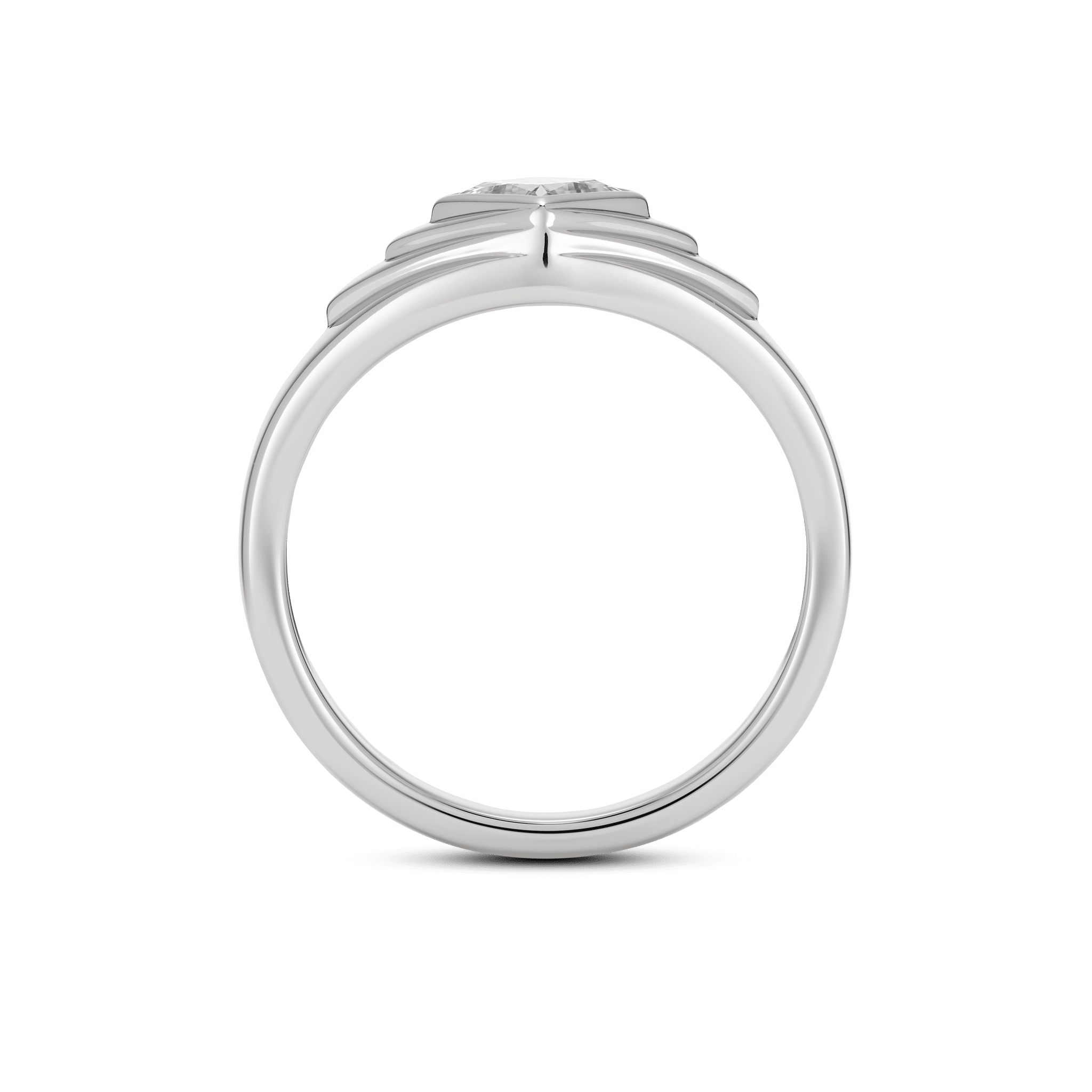 Profile view of the white gold recollection ring