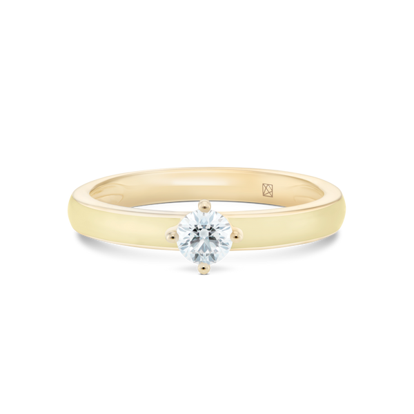 Enamel Solitaire Ring, Butter Yellow