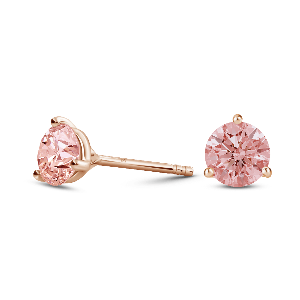 The Pink Round Brilliant Solitaire Studs