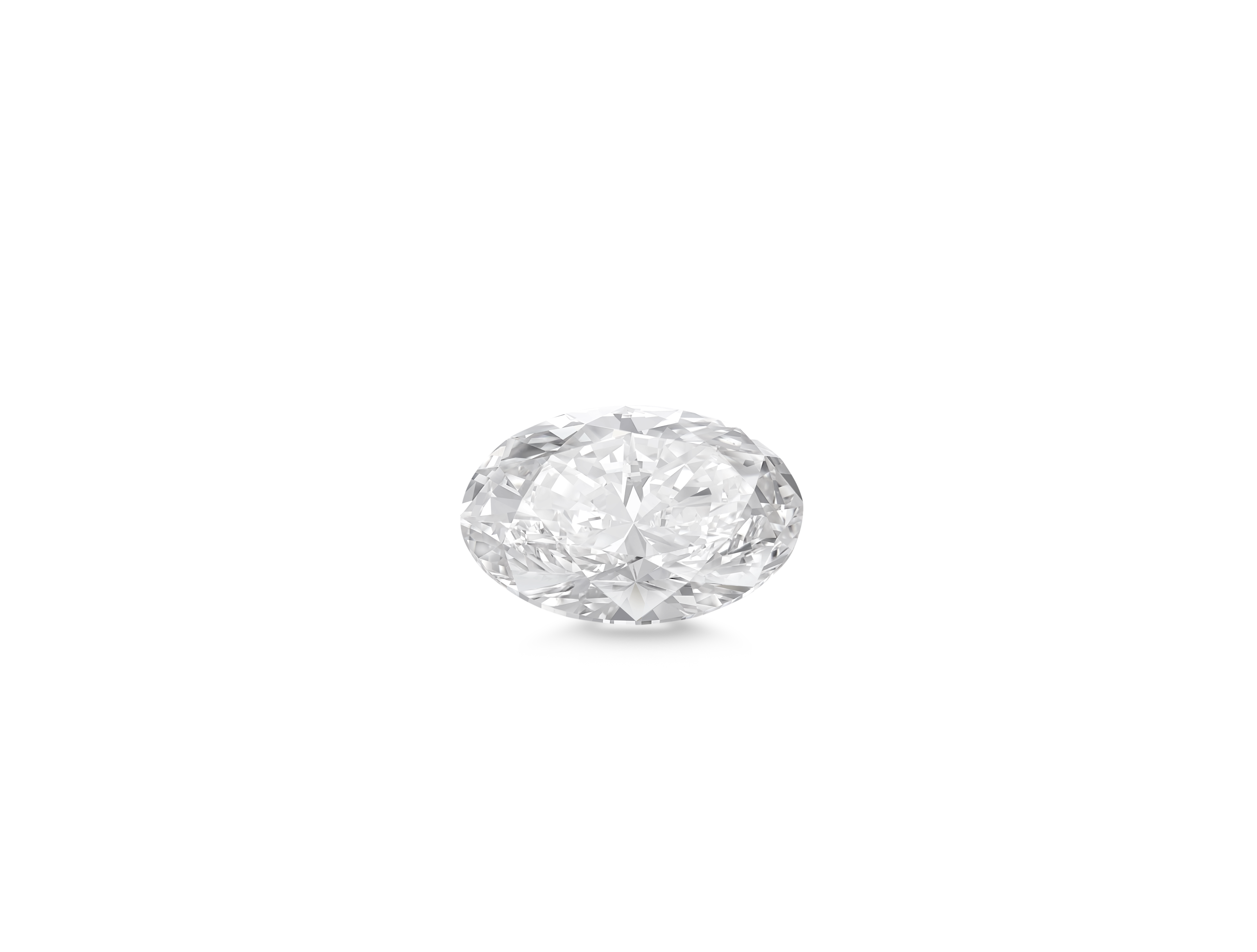 Front view of Lightbox Finest™ 2 carat oval cut diamond