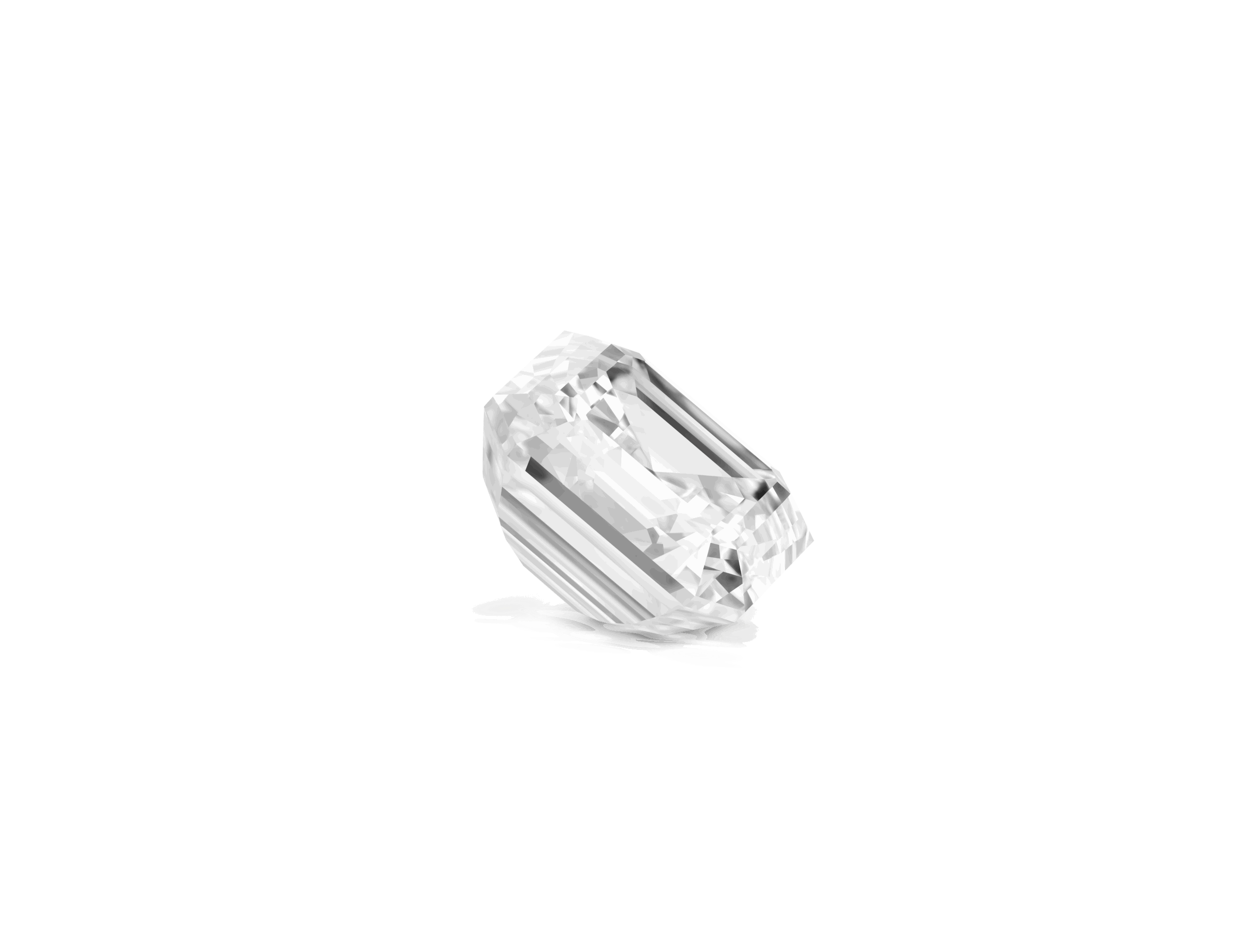 Side view of Lightbox Finest™ 2 carat white Asscher cut diamond
