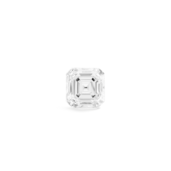 Top view of a 3 carat Asscher cut lab-grown diamond