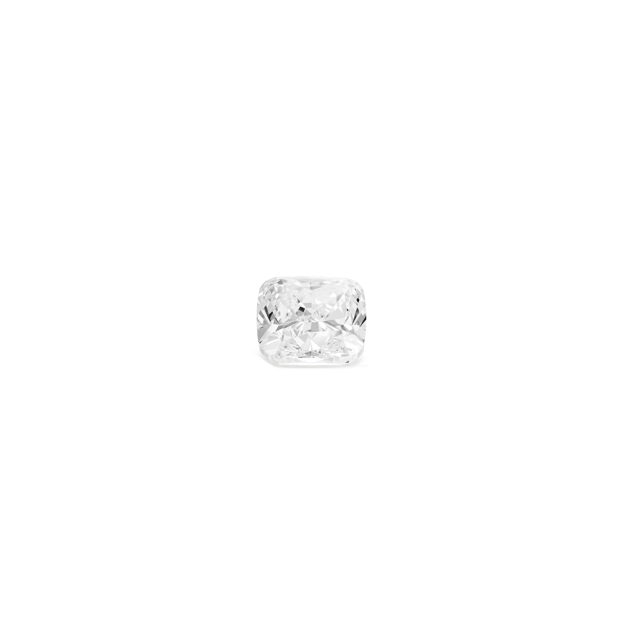 Front view of a 2 carat cushion cut lab-grown diamond