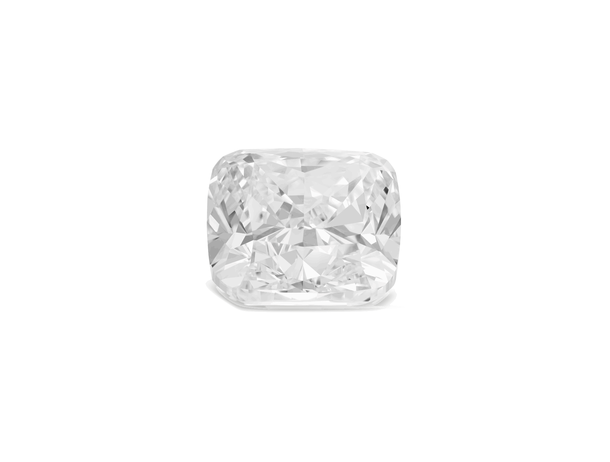 Front view of Lightbox Finest™ 3 carat cushion cut diamond