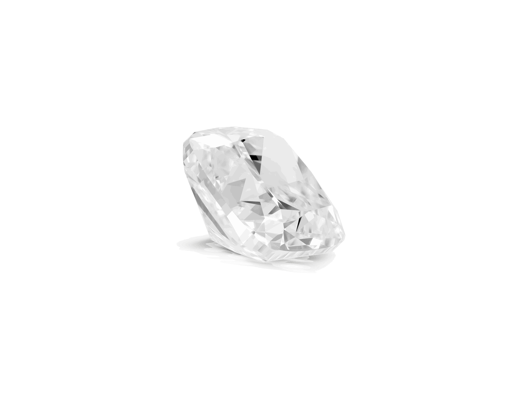 Side view of Lightbox Finest™ 3 carat cushion cut diamond