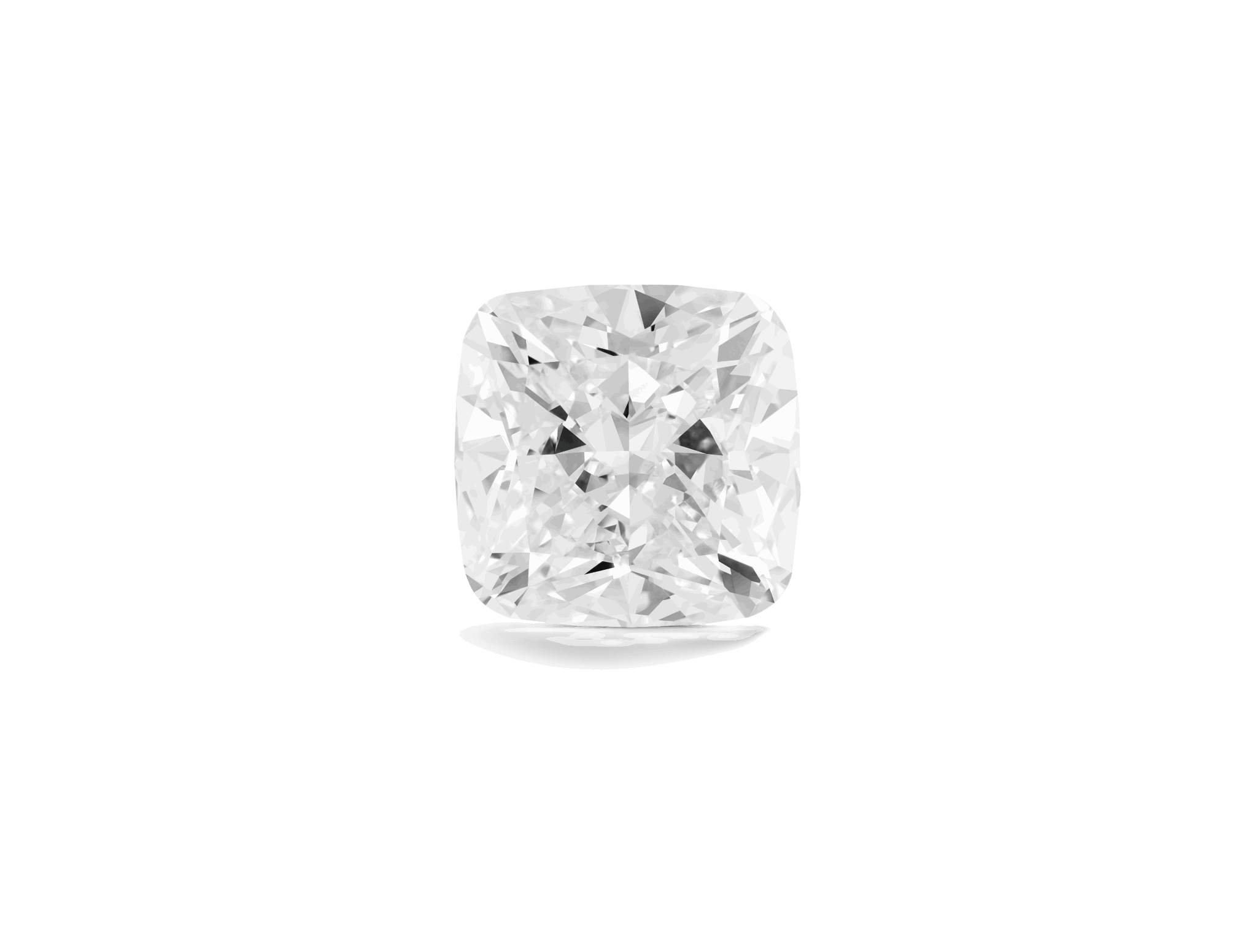 Birds eye view of Lightbox Finest™ 3 carat cushion cut diamond