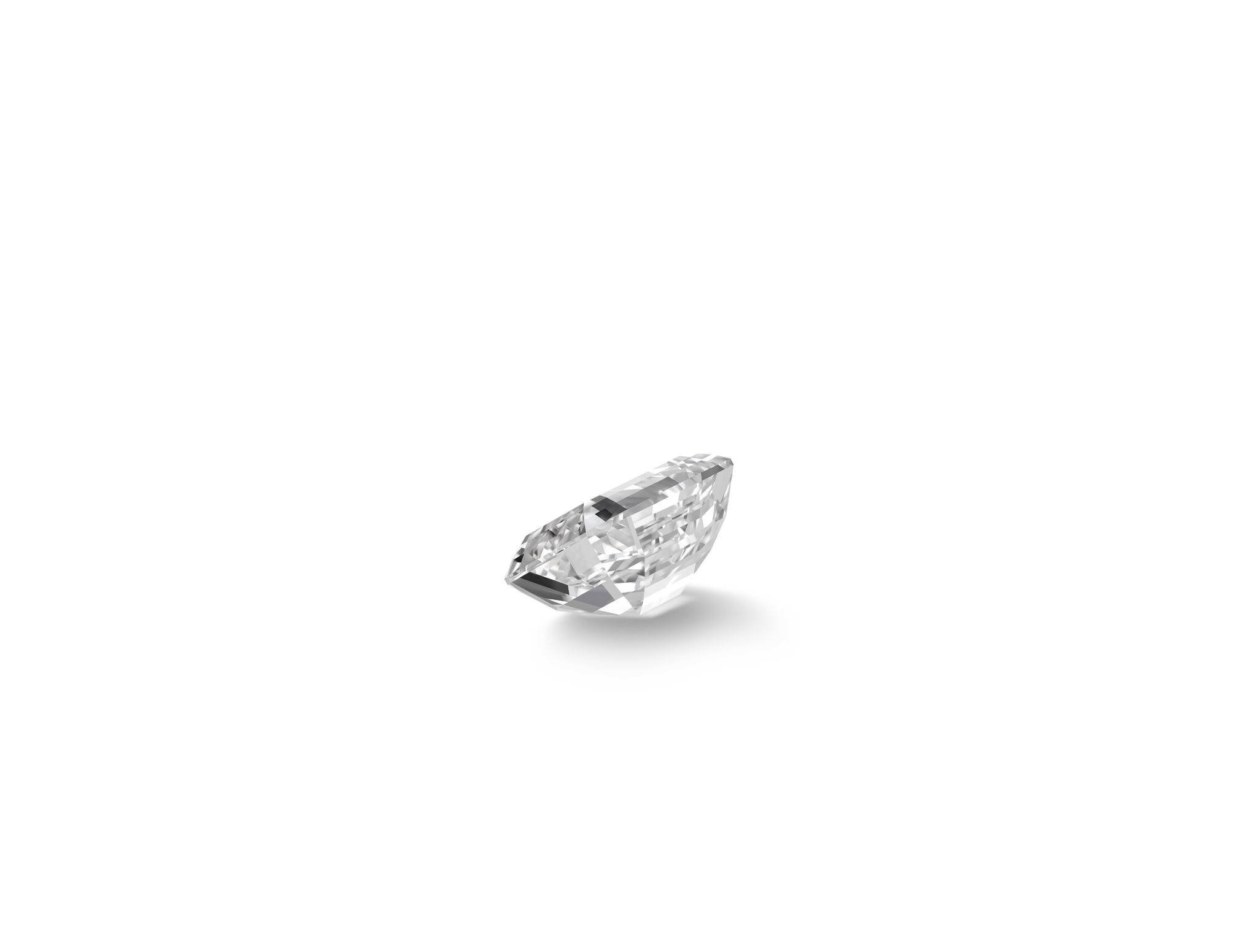 Back view of 1 carat white emerald cut diamond
