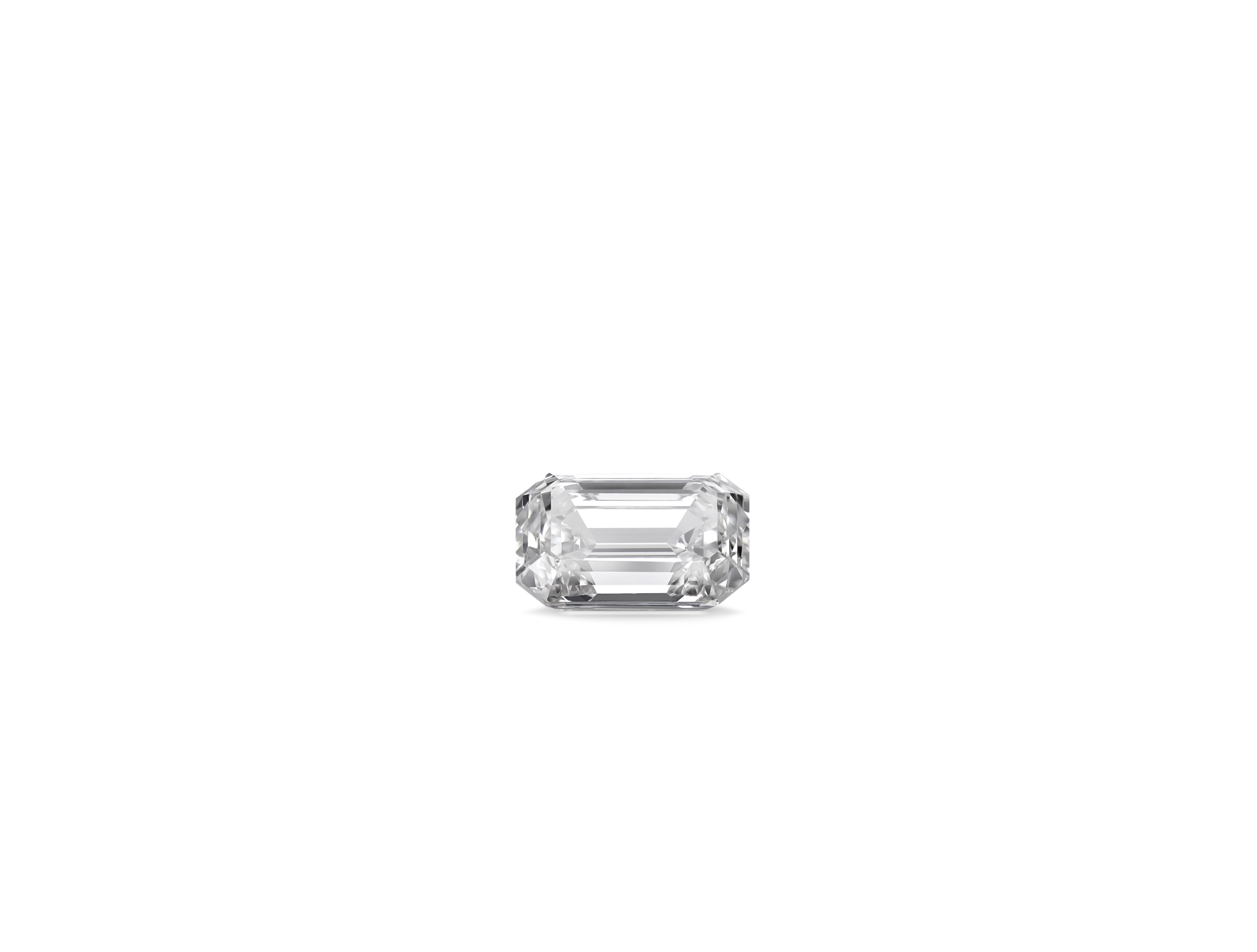 Side view of 1 carat white emerald cut diamond