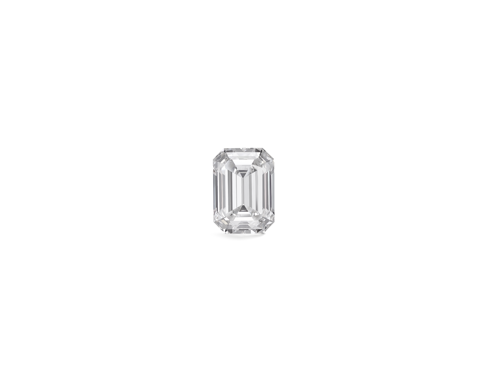 Birds eye view of 1 carat white emerald cut diamond