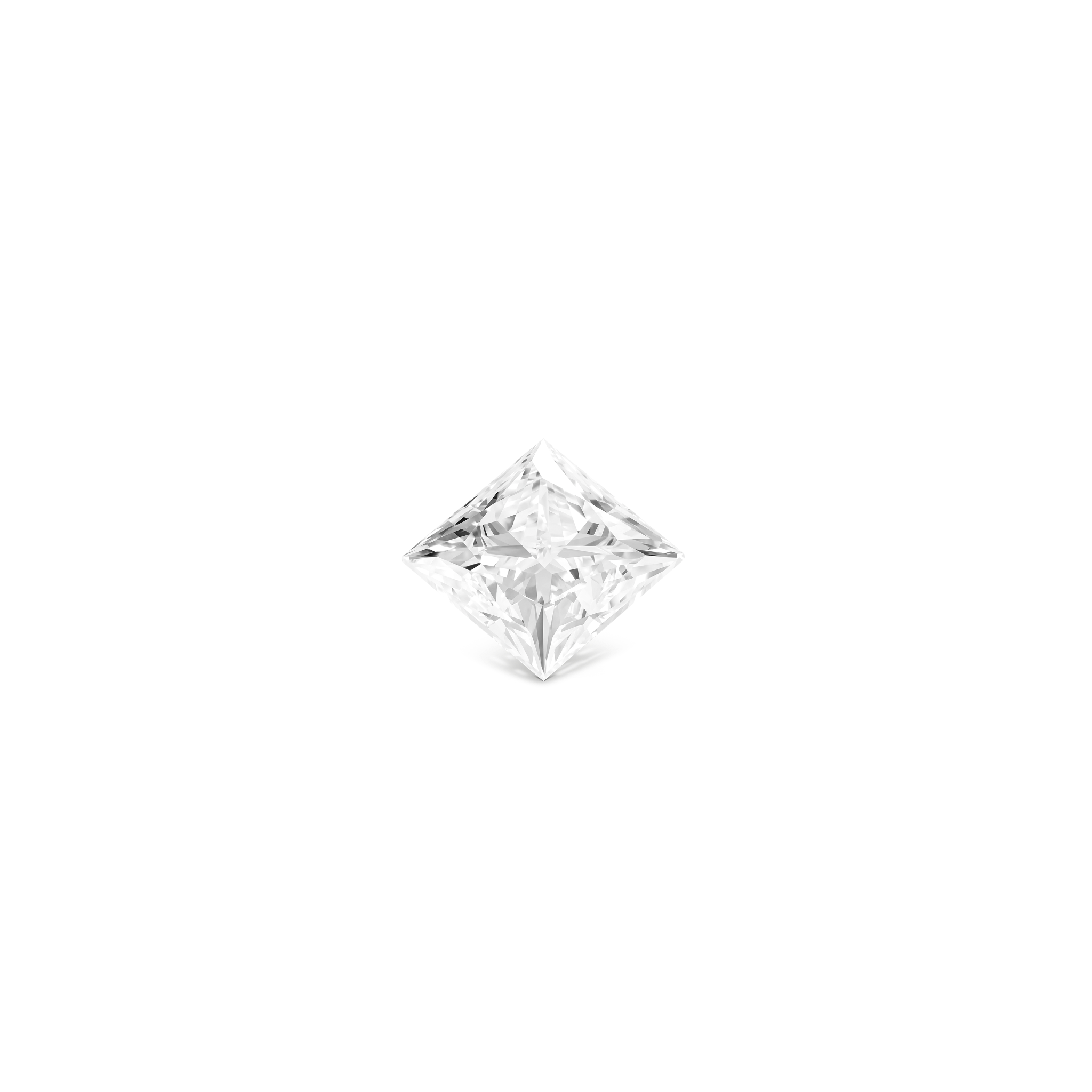 Front view of a 2.75 carat princess cut lab-grown diamond