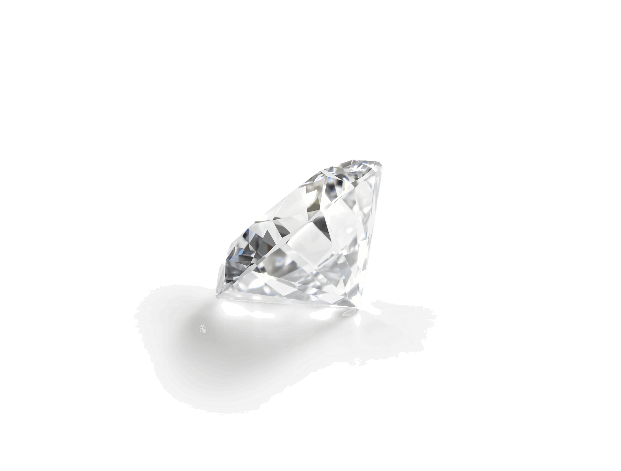 Side view of Lightbox Finest™ 2.5 carat round brilliant diamond