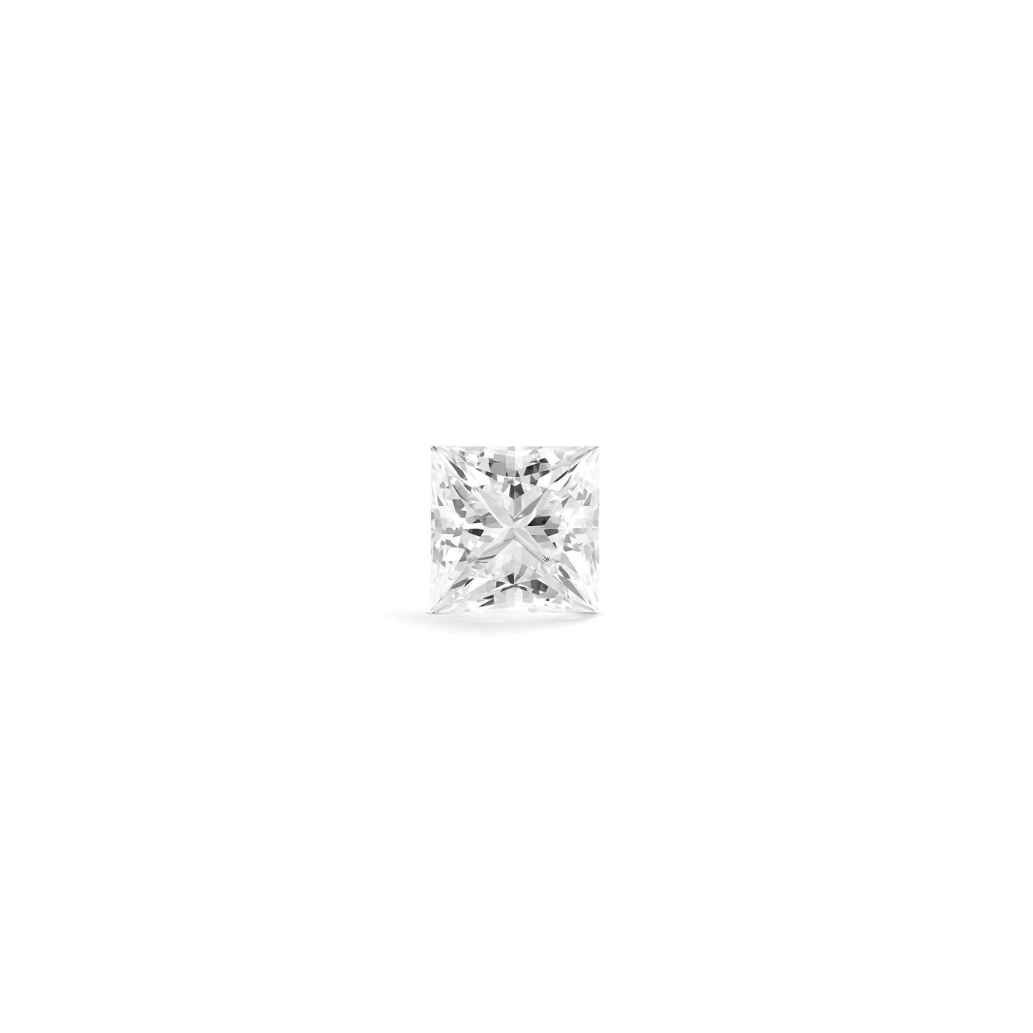 Top view of a 1.75 carat princess cut lab-grown diamond