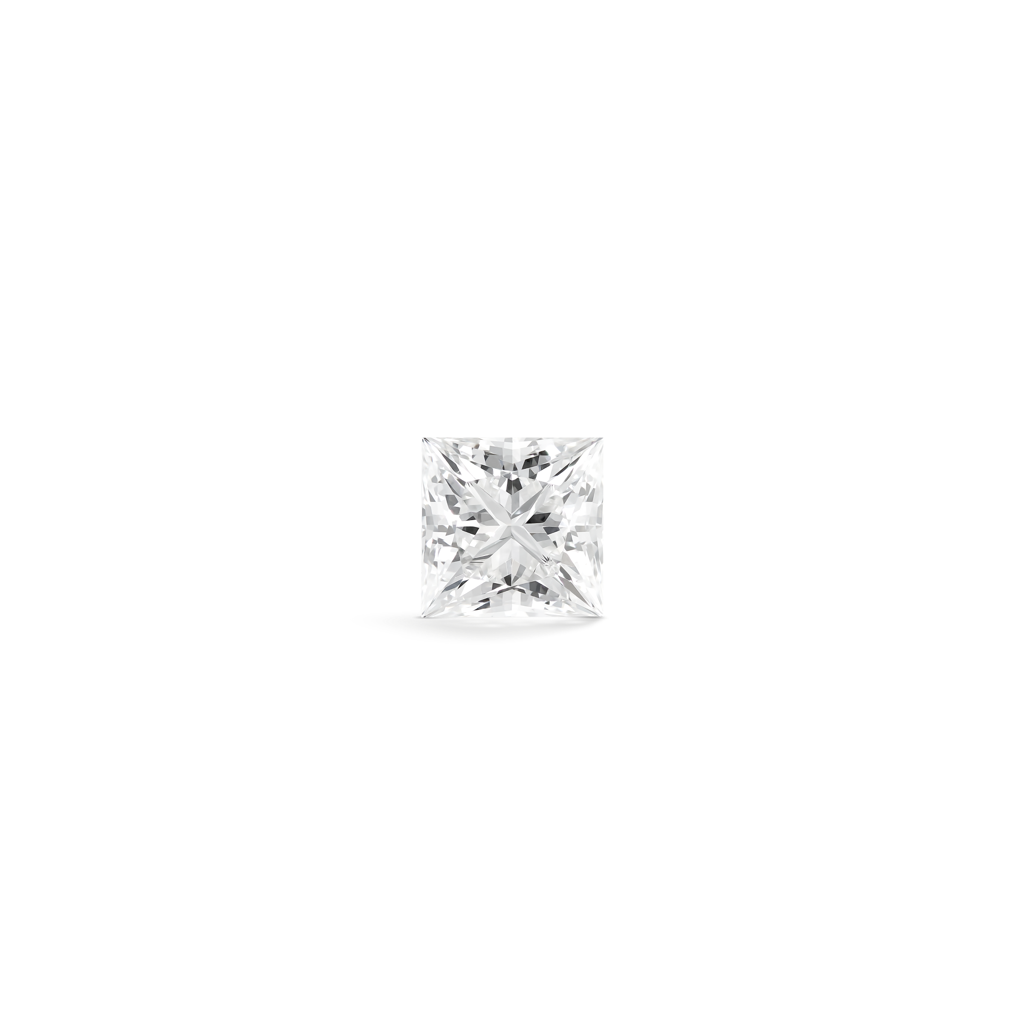 Top view of a 2 carat princess cut lab-grown diamond