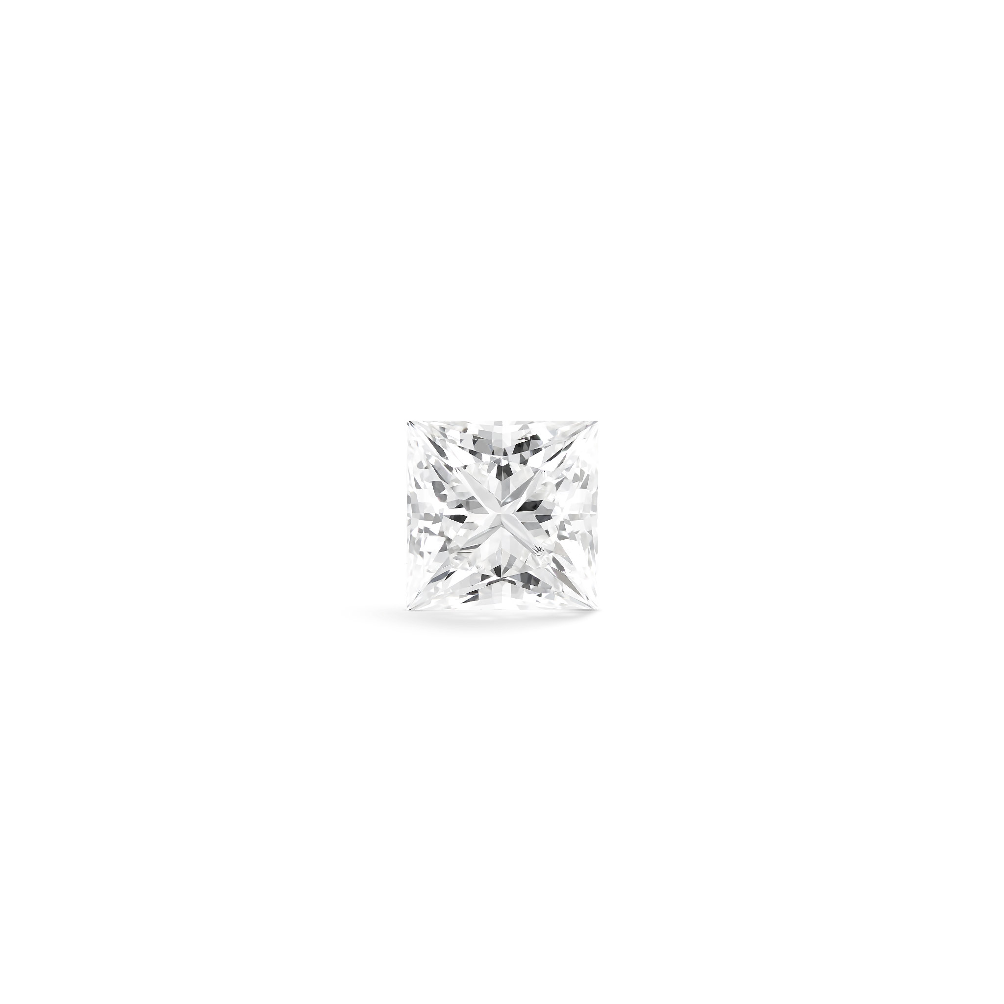 Top view of a 2.25 carat princess cut lab-grown diamond