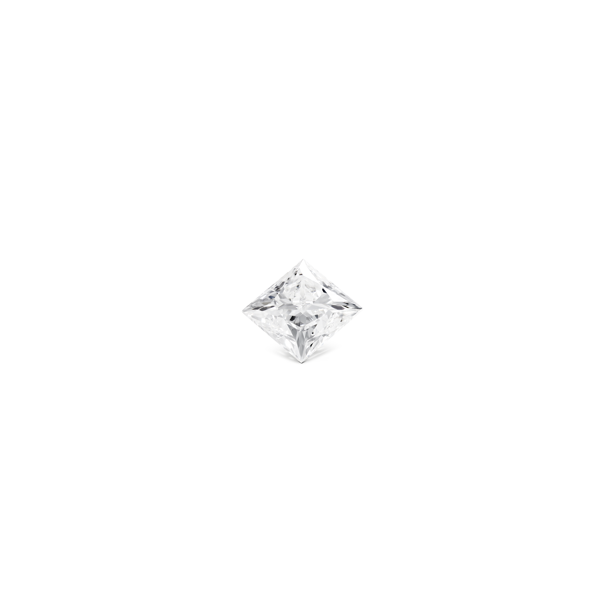 Front view of a 2.25 carat princess cut lab-grown diamond