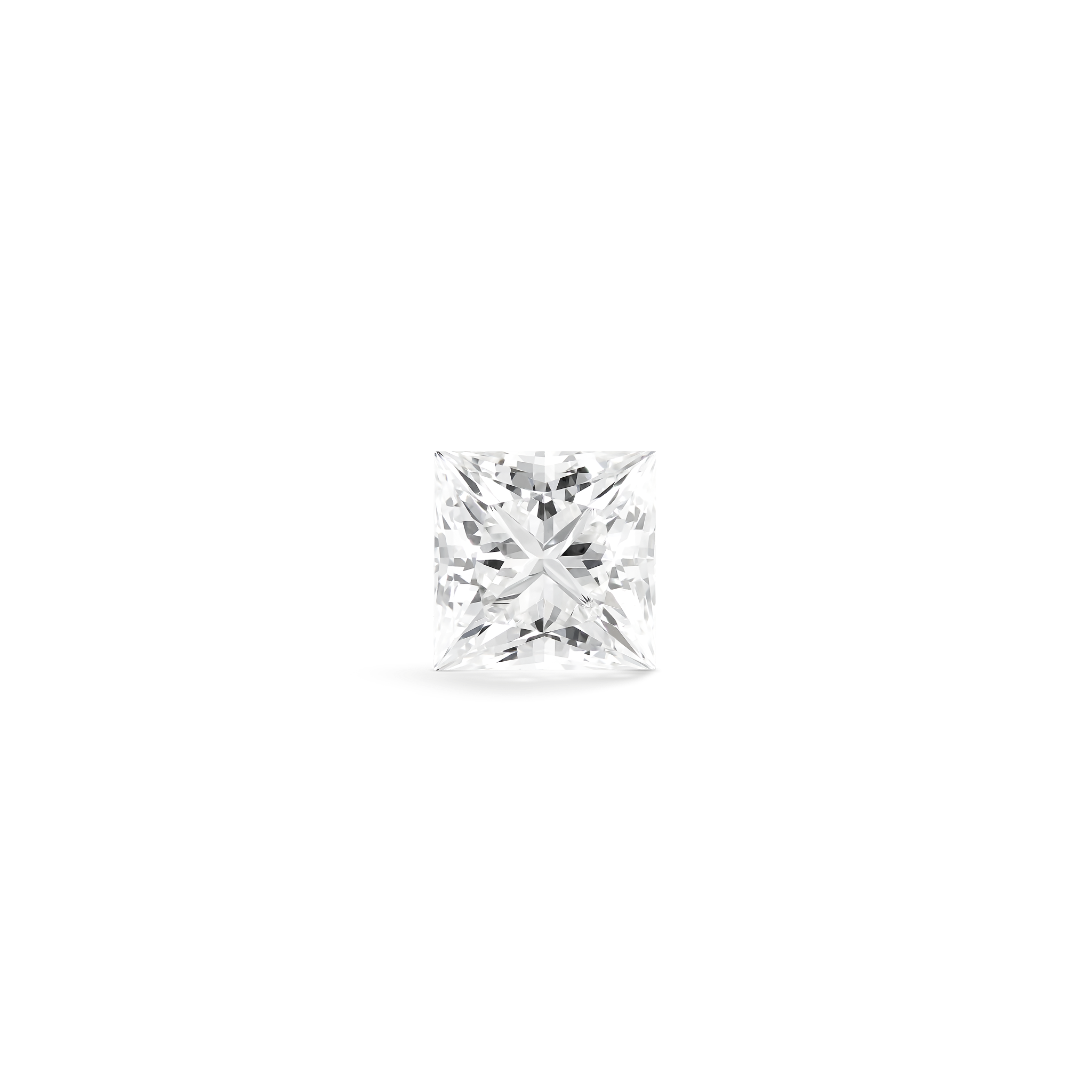 Front view of a 2.5 carat princess cut lab-grown diamond