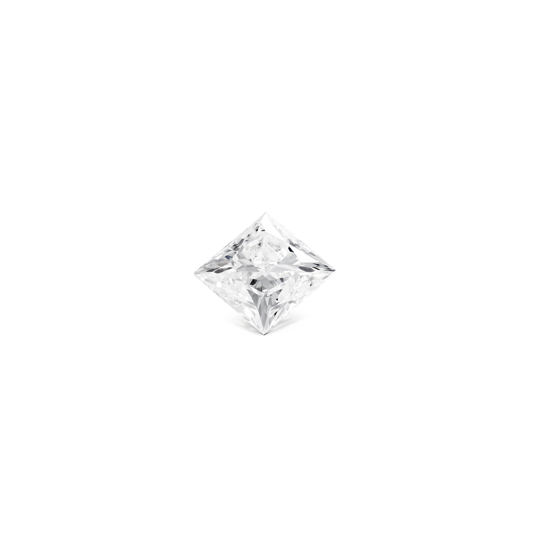 Front view of a 3 carat princess cut lab-grown diamond