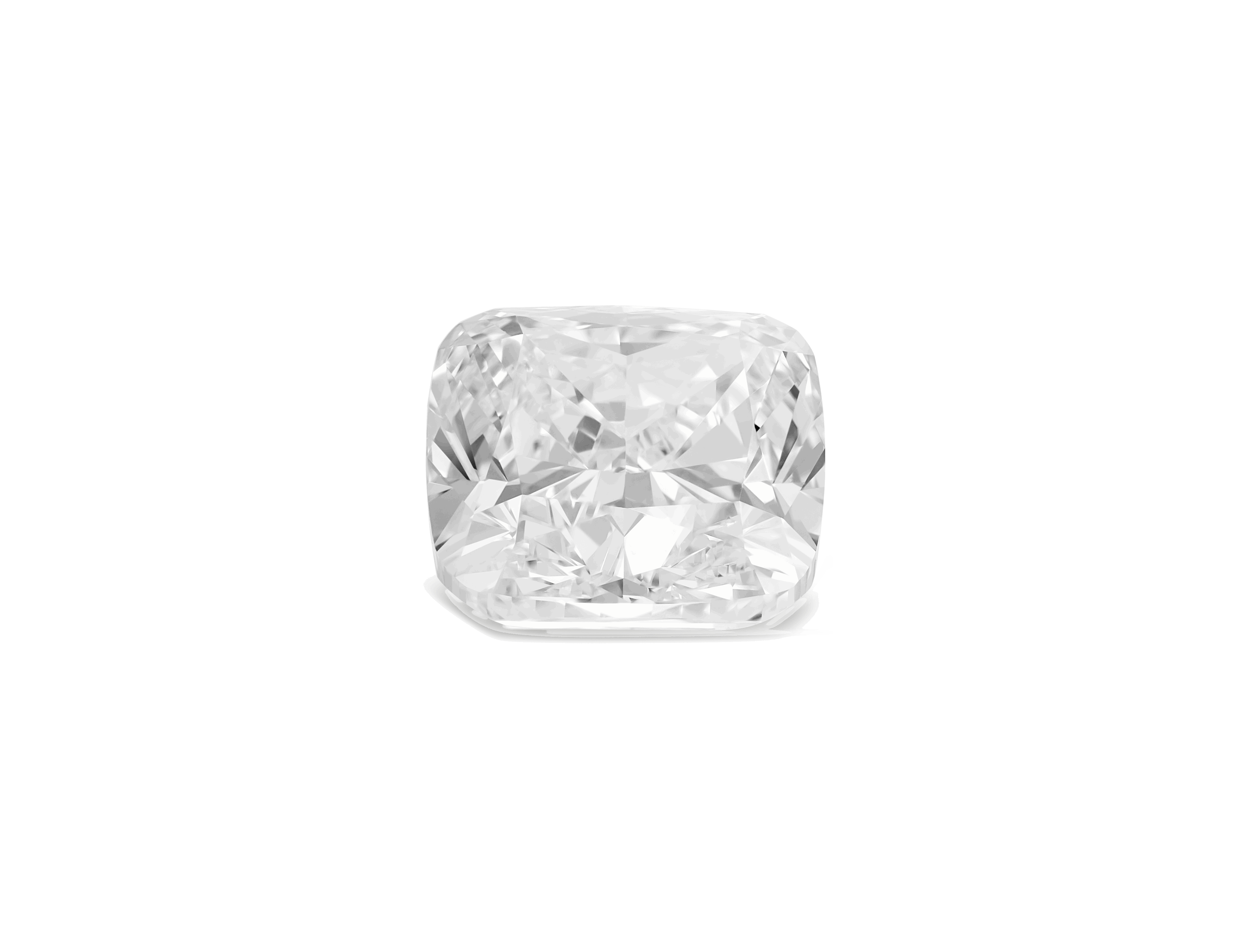 Front view of 3 carat cushion cut diamond