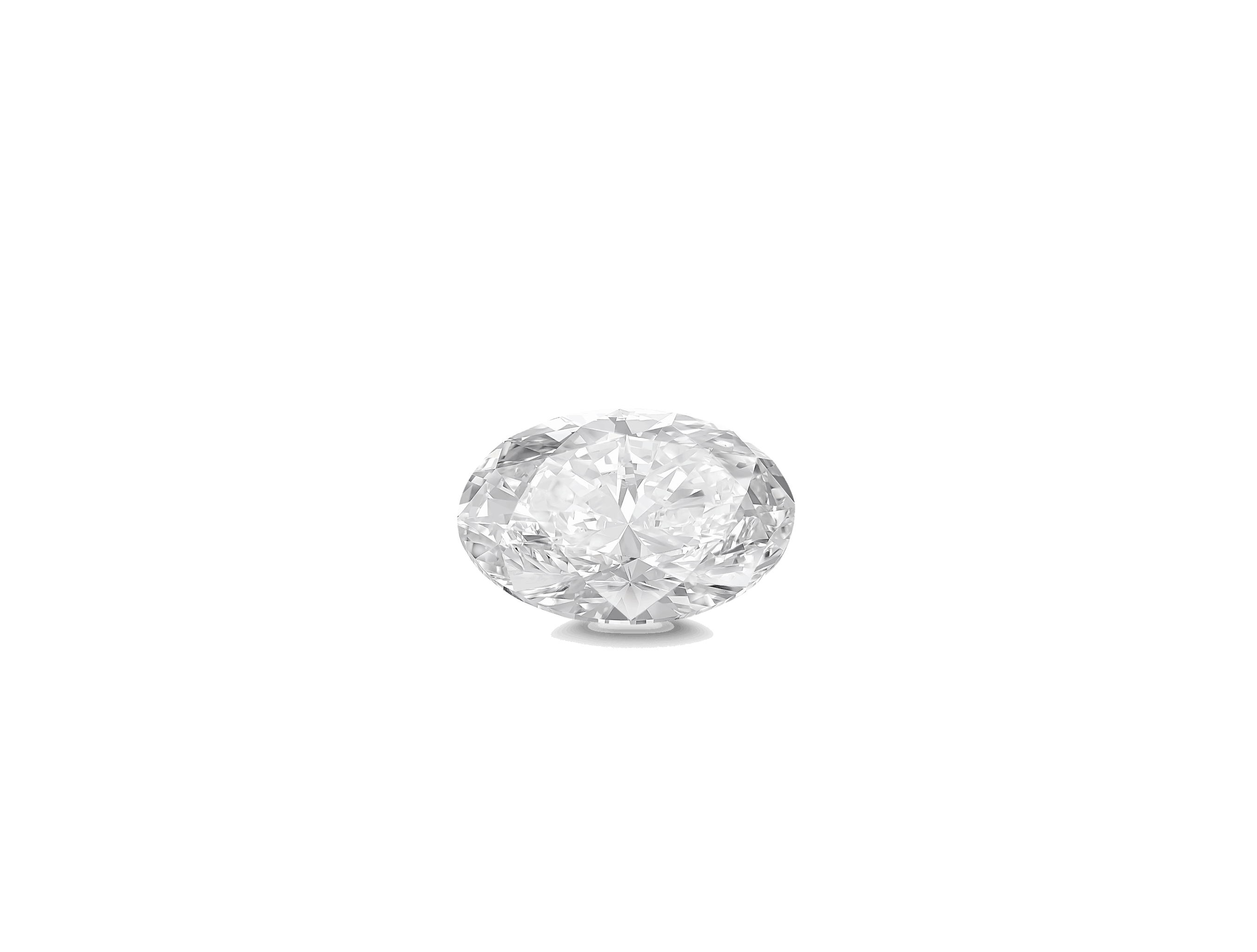 Front view of a 2 carat white oval cut stone