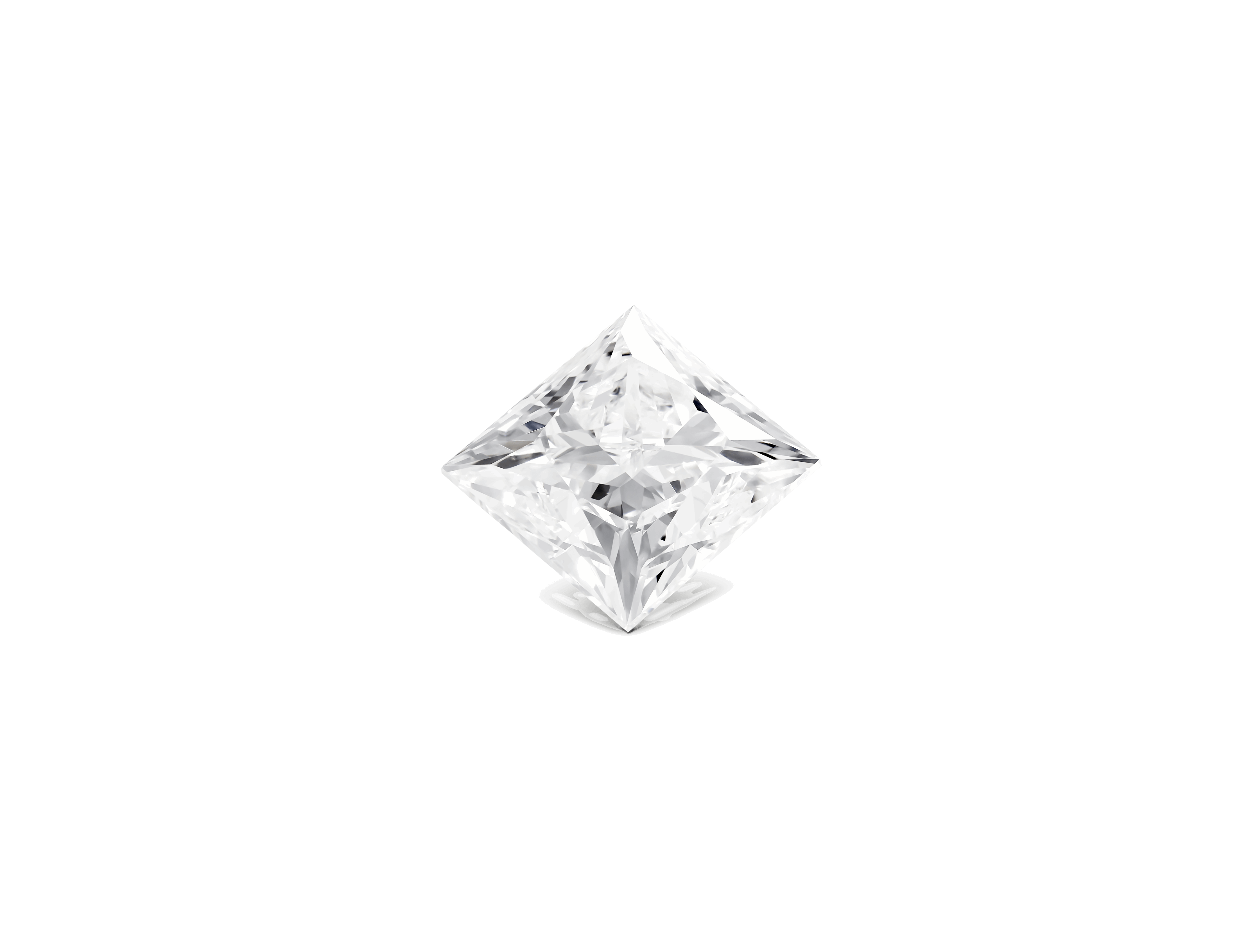 Front view of 3 carat princess cut diamond