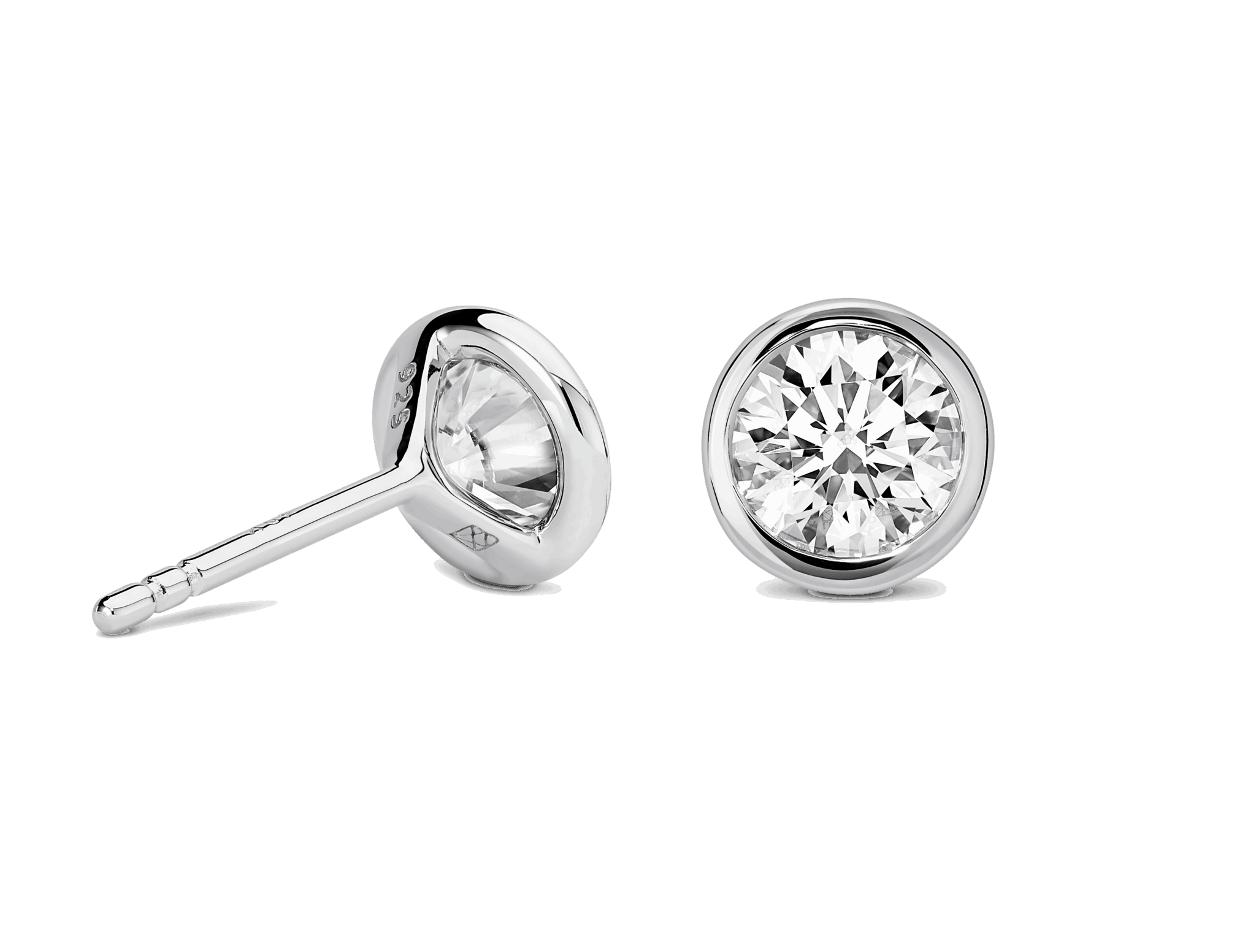 Basics Lab-Grown Diamond 1ct. tw. Round Brilliant Bezel Studs | White - #Lightbox Jewelry#