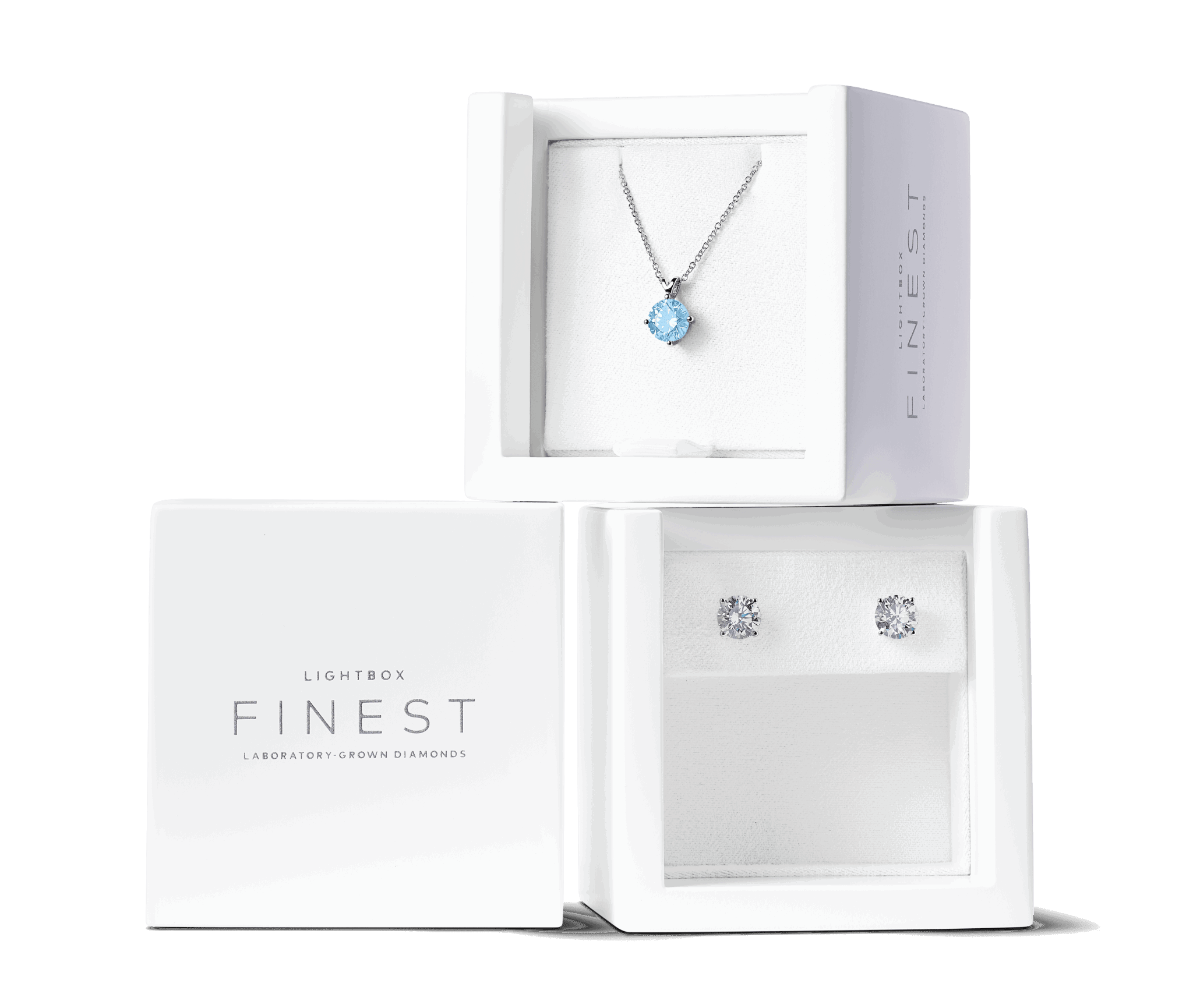 Finest Lab-Grown Diamond 1ct. Round Brilliant Solitaire Pendant | Blue - #Lightbox Jewelry#
