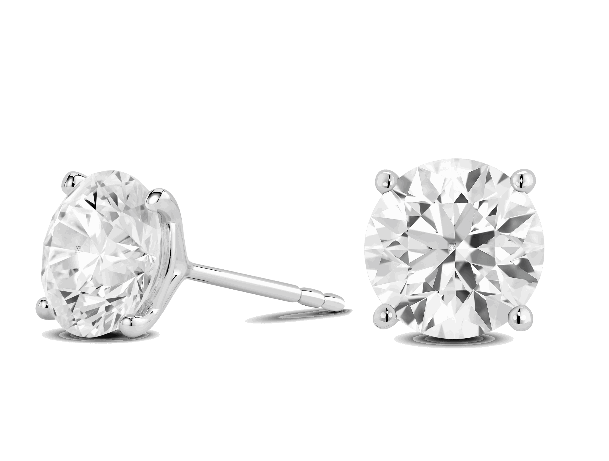 Finest Lab-Grown Diamond 4ct. tw. Round Brilliant Solitaire Studs | White - #Lightbox Jewelry#