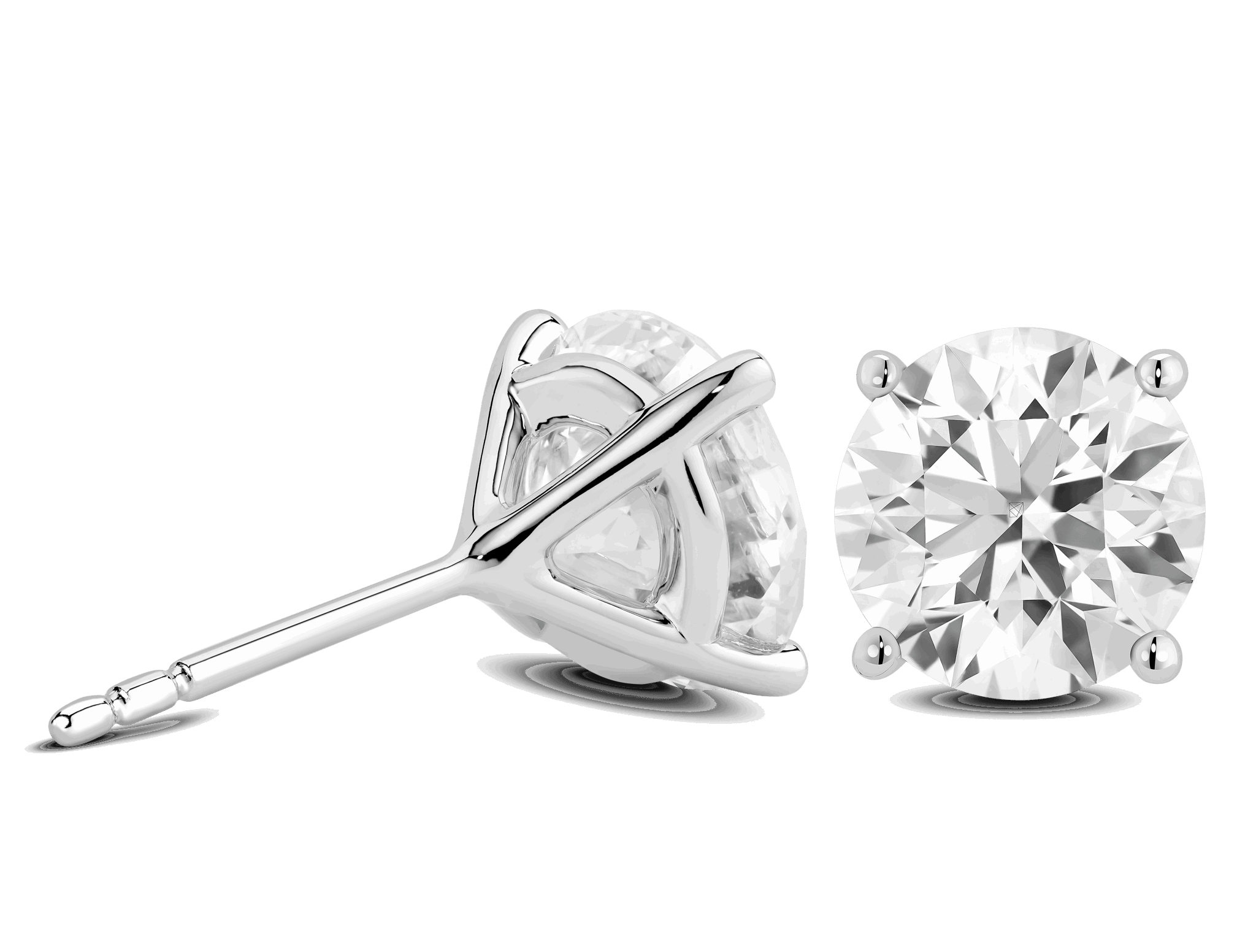 Finest Lab-Grown Diamond 4ct. tw. Round Brilliant Solitaire Studs | White - #Lightbox Jewelry#